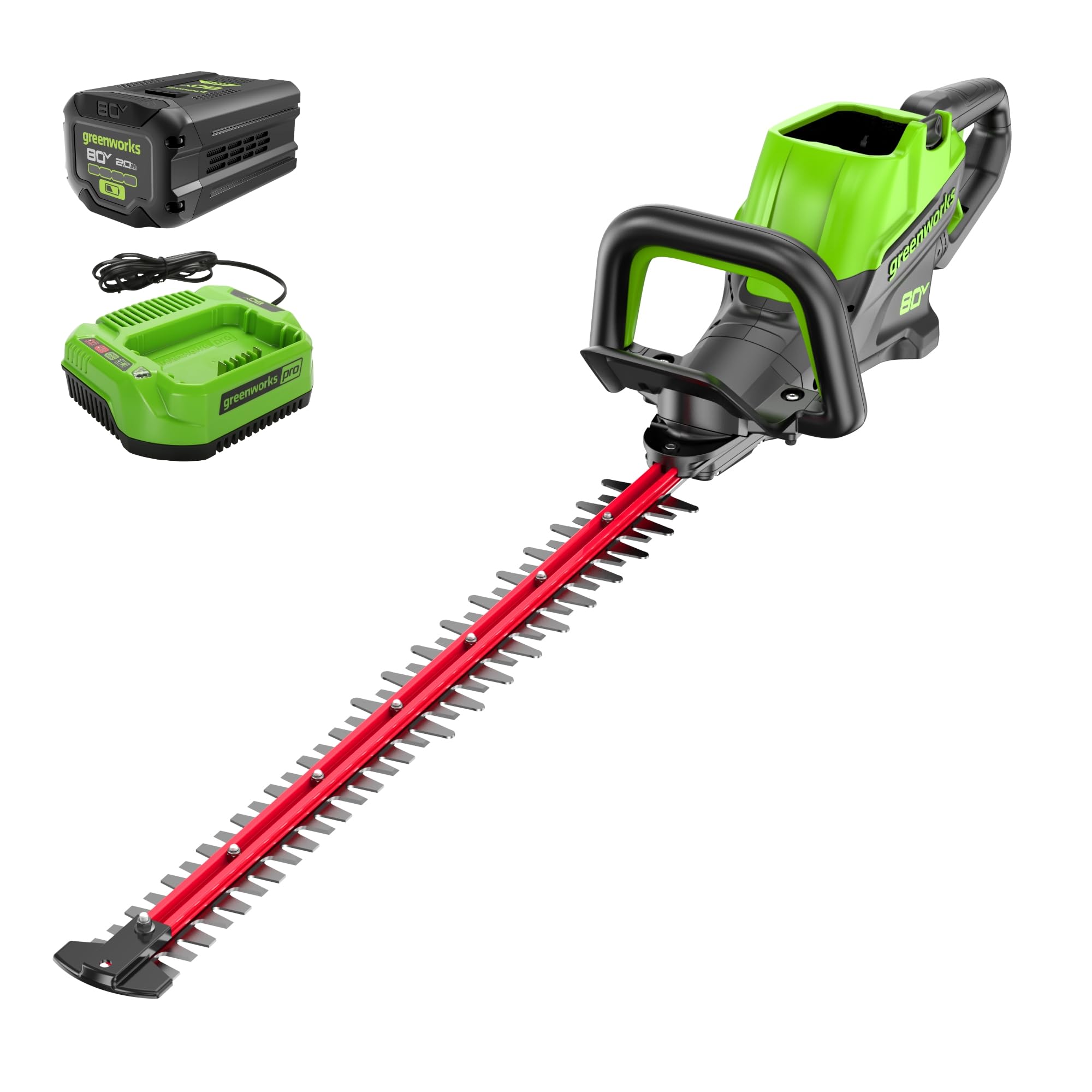 Greenworks 80V 26-Inch Cordless Hedge Trimmer with Brushless Motor, 2.0Ah Battery & Fast 2A Charger Included - Perfect for Landscaping, Yard Maintenance and Professional Gardening