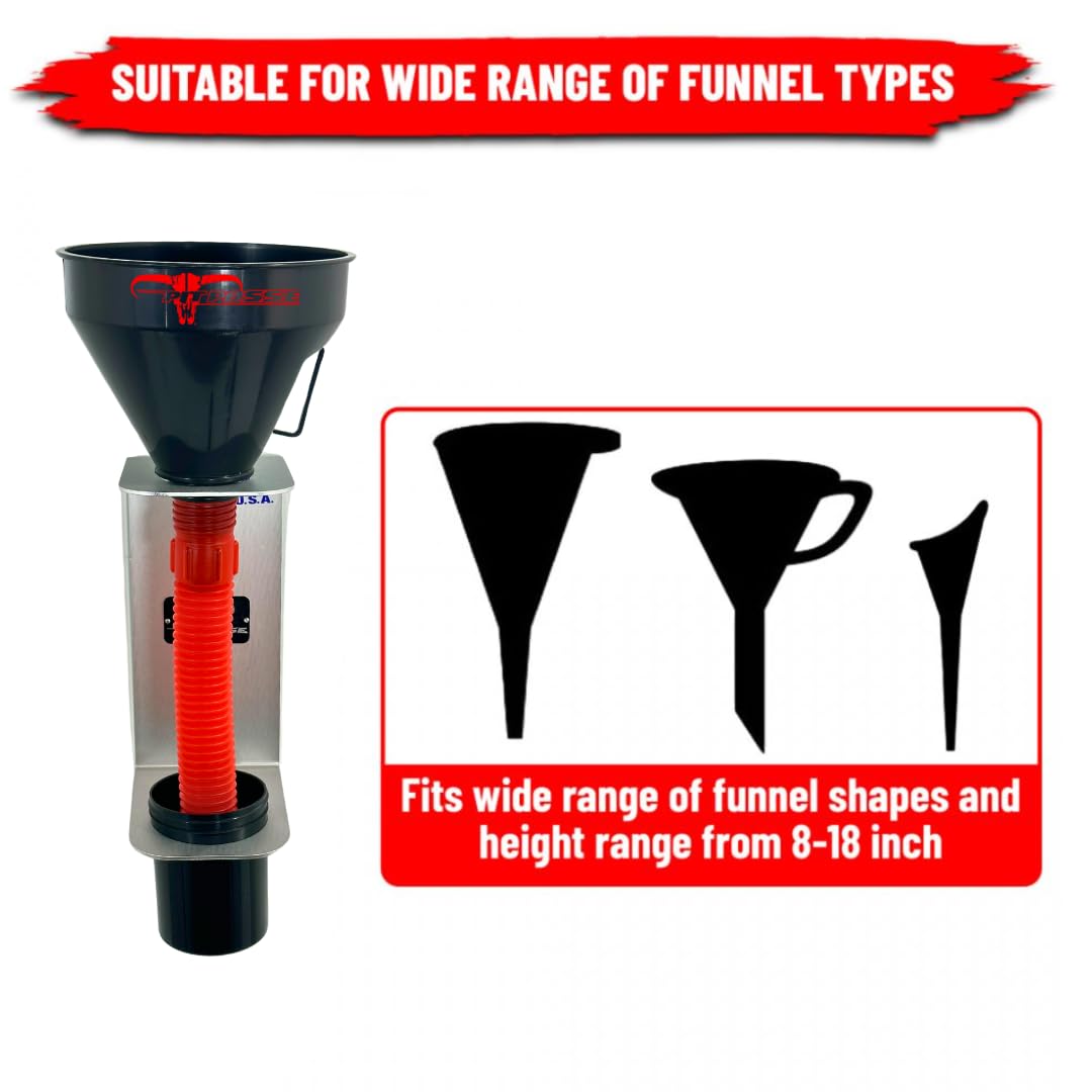 Pit Posse PP3367-Kit Large Wide Mouth Flexible Oil Funnel with Holder, Strainer & Handle - Perfect for Automotive Oil Changes, Diesel, Kerosene, Gas & Coolant Transfer - Ideal for DIY Car Maintenance, Motorcycle Care & Garage Use