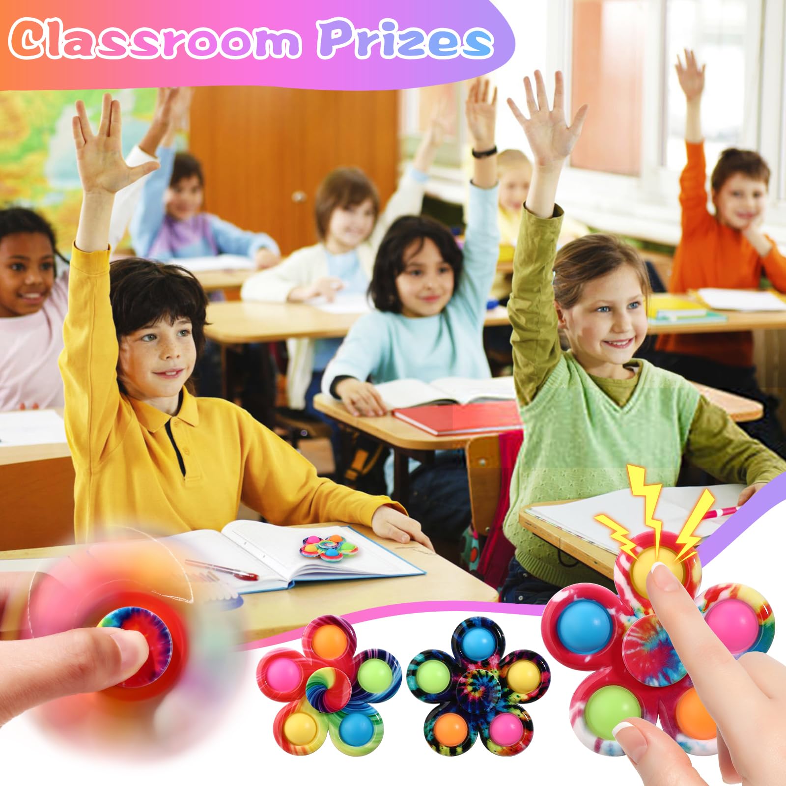 SCIONE 6-Pack Pop Fidget Spinners - Sensory Fidget Toys for Kids Ages 8-12, ADHD & Autism Stress Relief Toys for Toddlers - Classroom Prizes, Birthday Gifts & Anxiety Relief for Adults | Perfect for School, Office & Travel