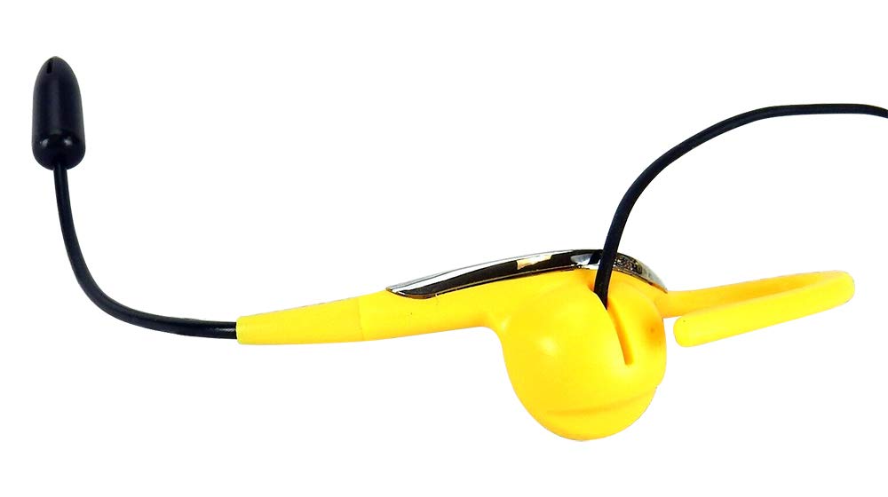Premium Wired Headset with Yellow Microphone - Adjustable Slim Clip-On Design for Perfect Positioning | Ideal for Gaming, Call Centers, Podcasting & Online Meetings