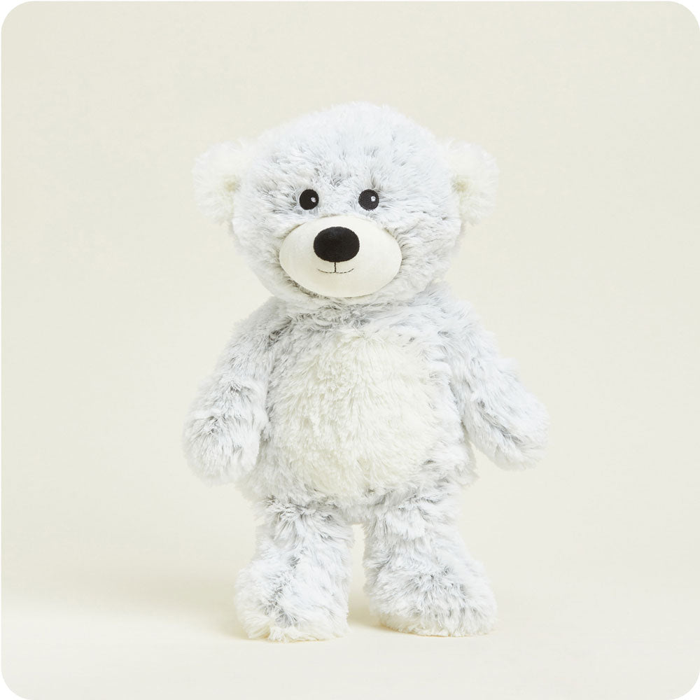 Gray Marshmallow Bear Warmies - Microwaveable Plush Heating Pad for Kids & Adults - Perfect for Stress Relief, Anxiety, and Muscle Pain - Cozy Gift for Christmas, Birthday, and Relaxation at Home or Office