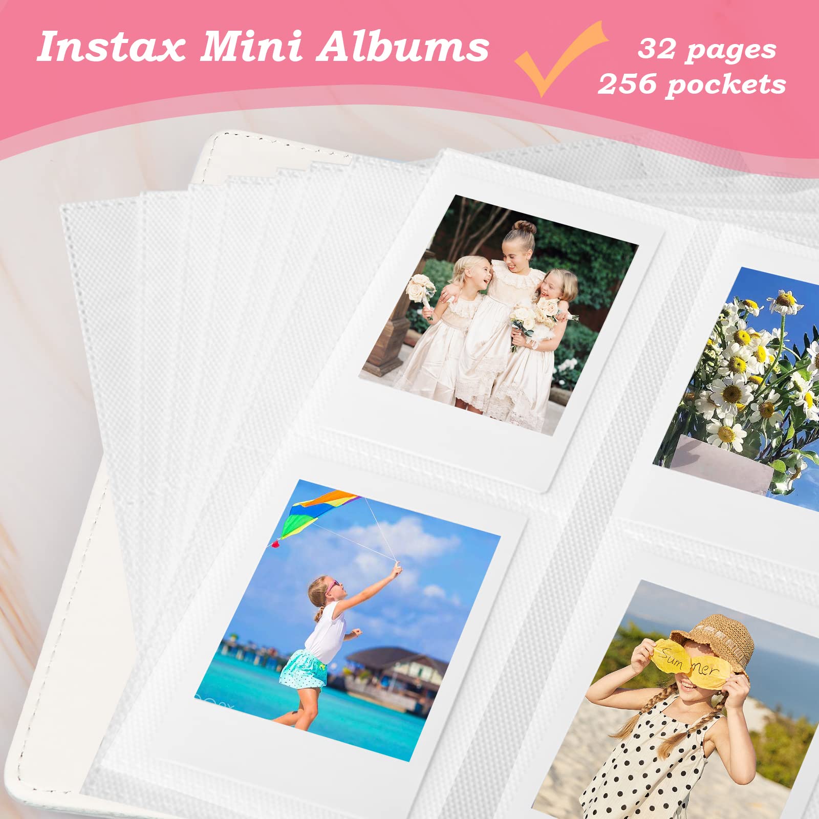 256 Pockets Mini Photo Album for Fujifilm Instax Mini 12/11/9/40/99/90/8/7/Evo/LiPlay & Polaroid Snap/PIC-300/Z2300 Cameras | Compatible with Zip Instant Printer & Kodak 2x3 Film (Magic Silver) | Perfect for Travel, Parties, and Memory Keeping