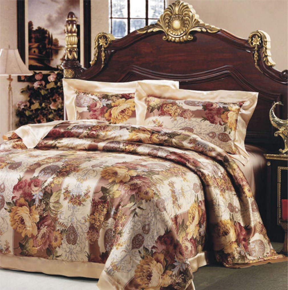 Maxfeel 100% Mulberry Silk Duvet Cover Set - 16.5mm Charmuse Silk Bedding for Queen/King/Full/Twin Size (#09 Full) | Luxury Soft Comforter Cover for All Seasons, Perfect for Master Bedroom & Guest Room Decor