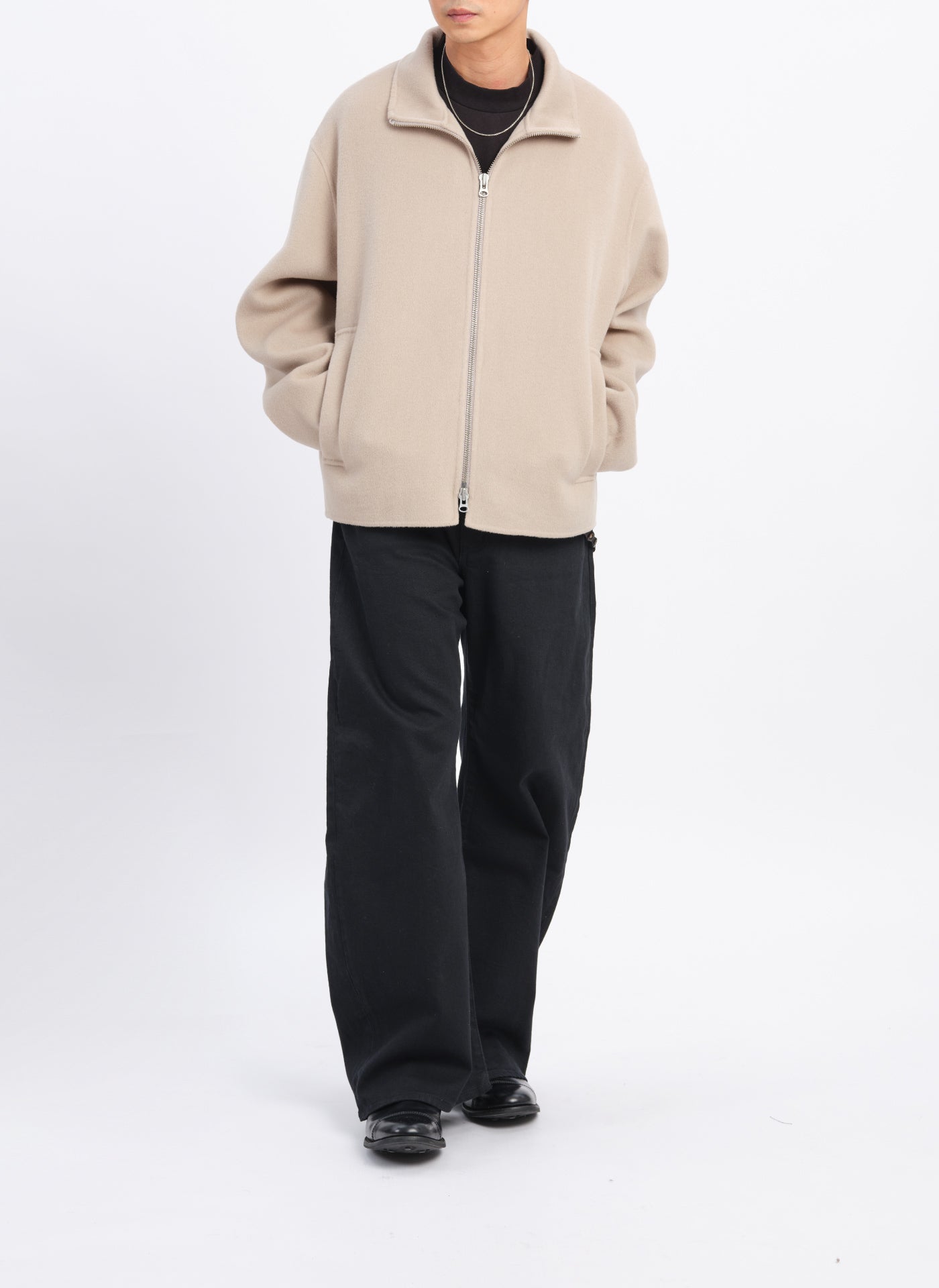Premium W.R Wool Cashmere Stand Collar Jacket for Men - Warm Winter Coat for Business Casual & Outdoor Activities