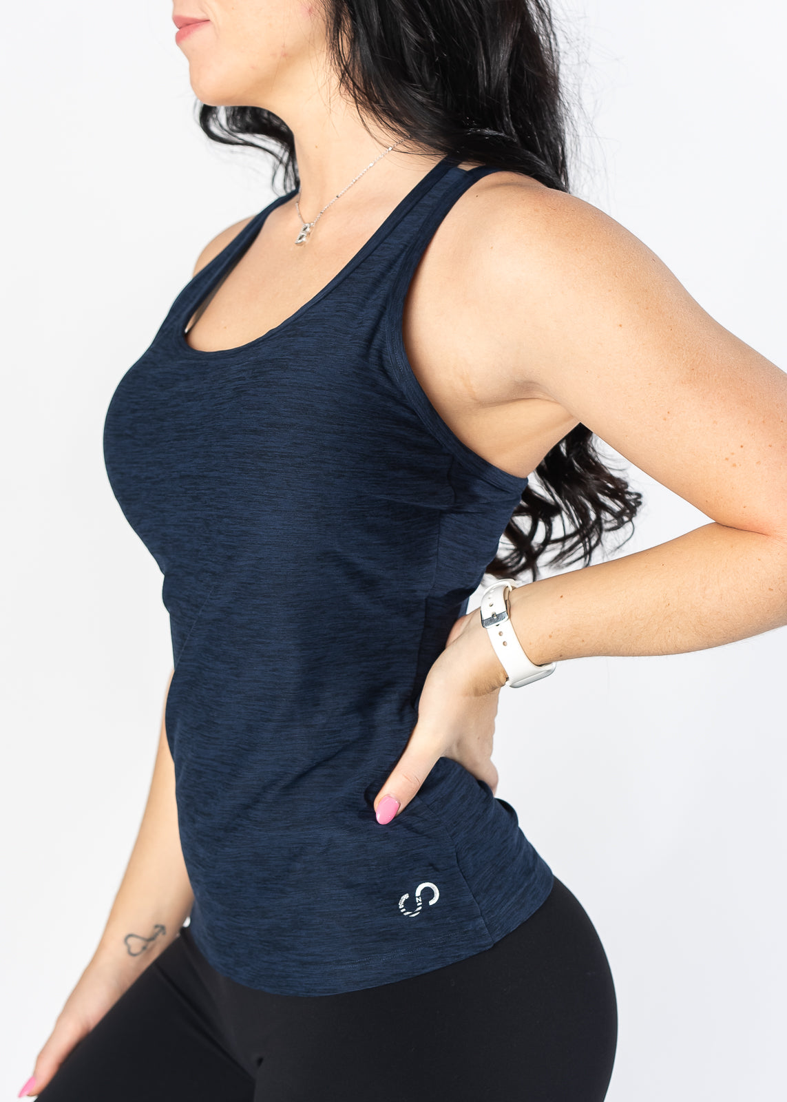 Dream Strappy Tank Top for Women - Soft Comfortable Navy Blue Sleeveless Shirt for Casual Wear, Yoga & Summer Outfits