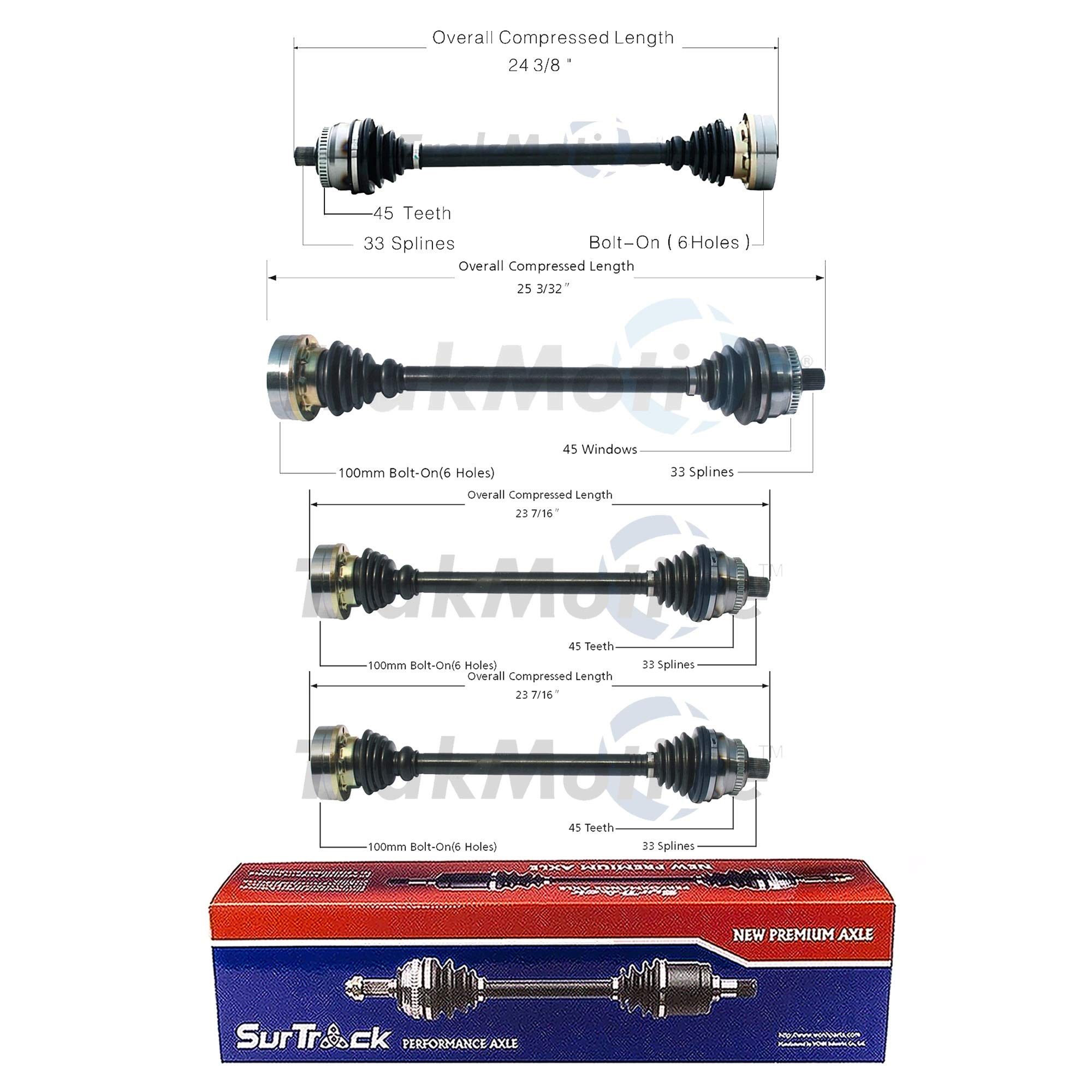 SurTrack Front & Rear CV Axle Shafts Kit for Audi A4 Quattro AWD Manual Transmission - Durable Replacement for Smooth Drivetrain Performance - Perfect for Off-Roading, Daily Commuting & Performance Upgrades