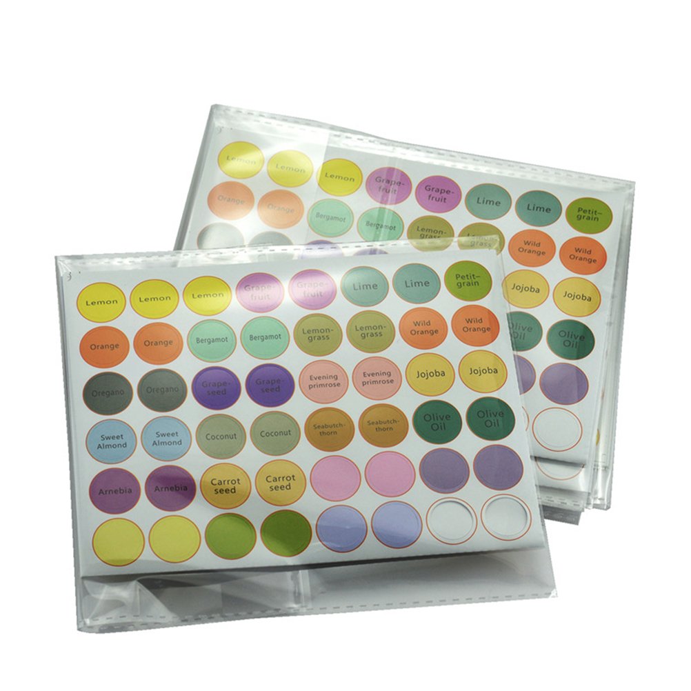 Frcool Essential Oil Labels - 5 Sheets for Bottle Caps & Jars - DIY Aromatherapy