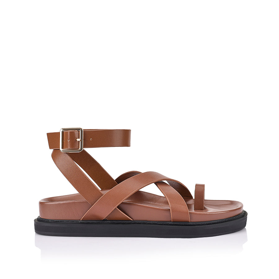 Brady Comfortable Footbed Sandals for Women & Men - Cognac Brown | Arch Support & Cushioned Sole | Perfect for Beach, Walking & Travel