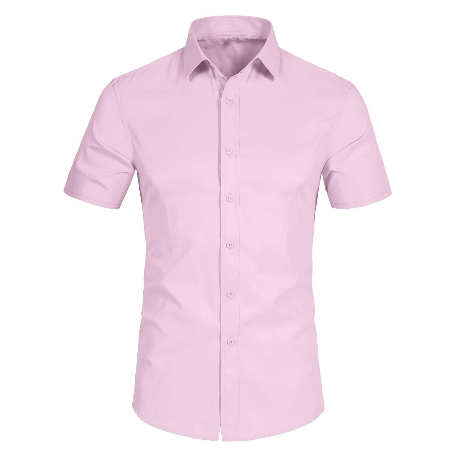 DELCARINO Men's Slim Fit Short Sleeve Dress Shirts - Casual & Business Button Down Shirts for Office, Wedding & Summer Outfits