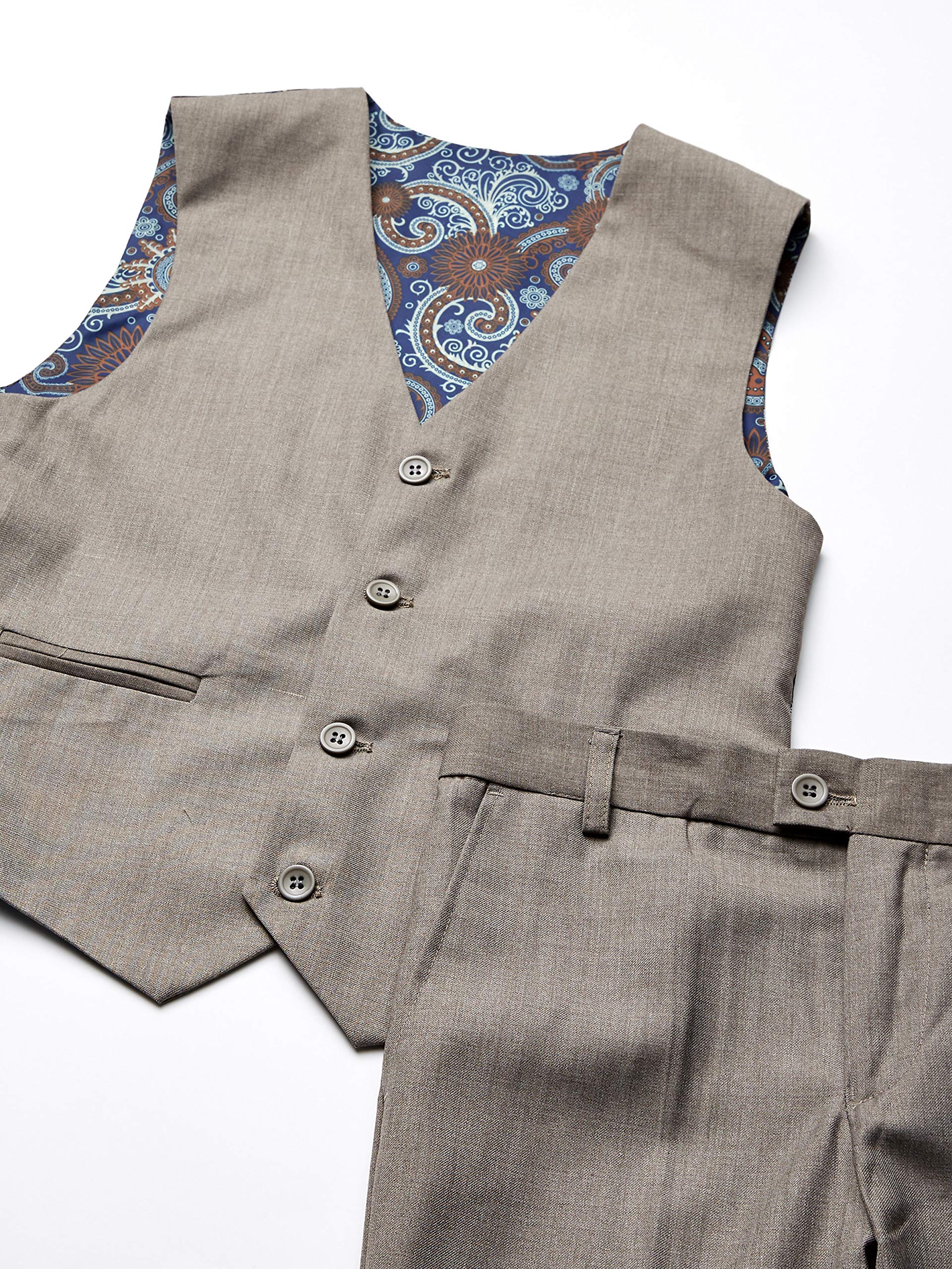 Geoffrey Beene Boys' Modern Fit 5-Piece Suit Set with Jacket, Vest, Trousers, Shirt & Tie | Notch Lapel Design | Multiple Colors | Perfect for Weddings, School Formals & Special Occasions