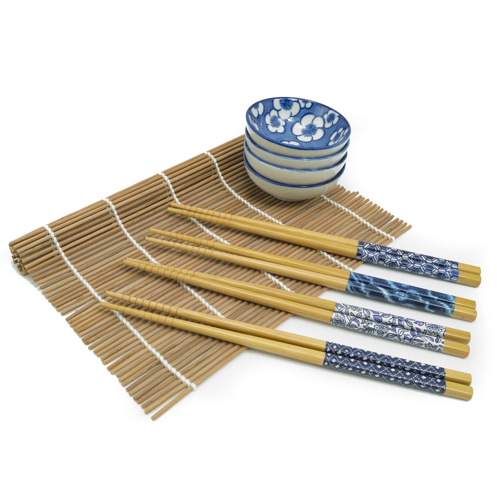 13-Piece Colorful Bamboo Chopsticks Set with Sauce Dishes - Perfect for Asian Cuisine, Sushi Nights & Home Dining