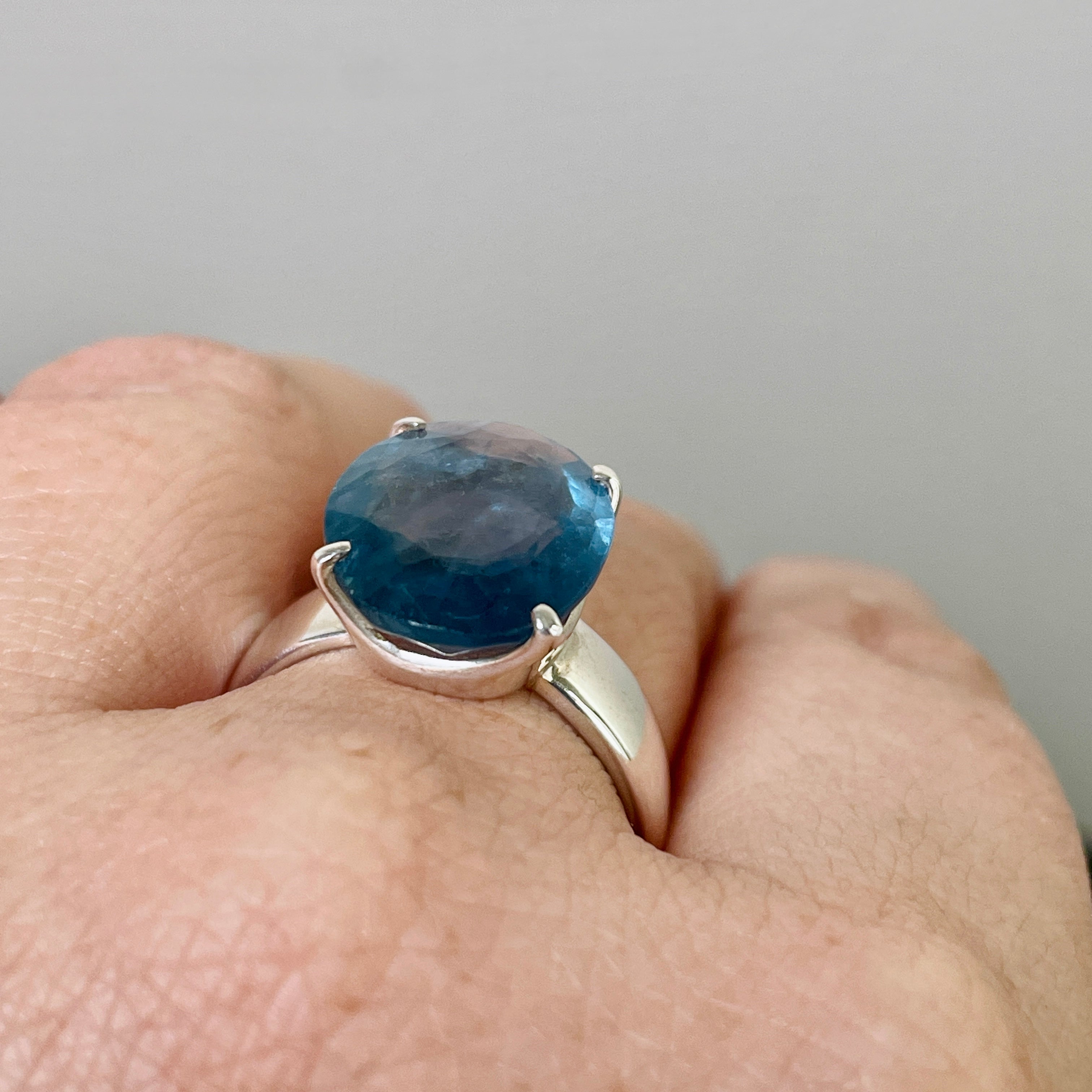 Fluorite Oval Faceted Ring - Size 8.5 - PRGJ302 - Elegant Gemstone Jewelry for Women, Perfect for Weddings, Parties & Everyday Wear