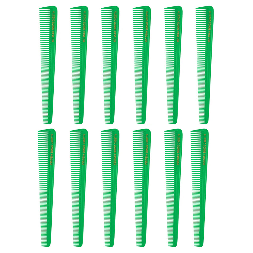 Allegro Combs 450 Professional Tapered Barber Hair Cutting Combs - 12 Pack Black Styling Combs for Fade, Undercut & Precision Haircuts | Salon & Home Use