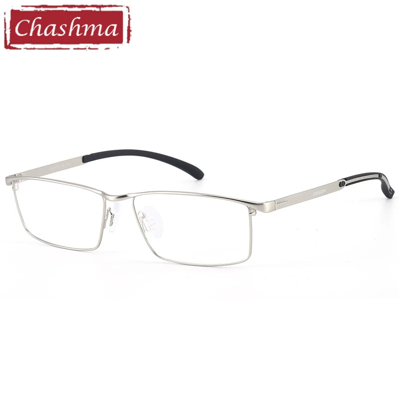 Men's Titanium Alloy Square Full Rim Eyeglasses 49318 - Lightweight Durable Frame for Work, Reading & Fashion
