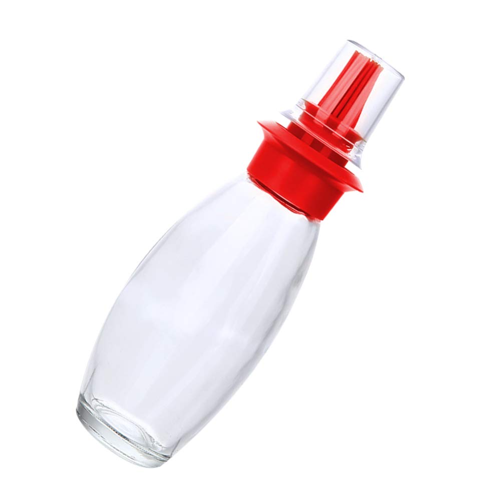 Hemoton Glass Containers - 1pc Glass Terrarium with Silicone Oil Bottle Brush & Pastry Brush for BBQ, Baking and Kitchen Use