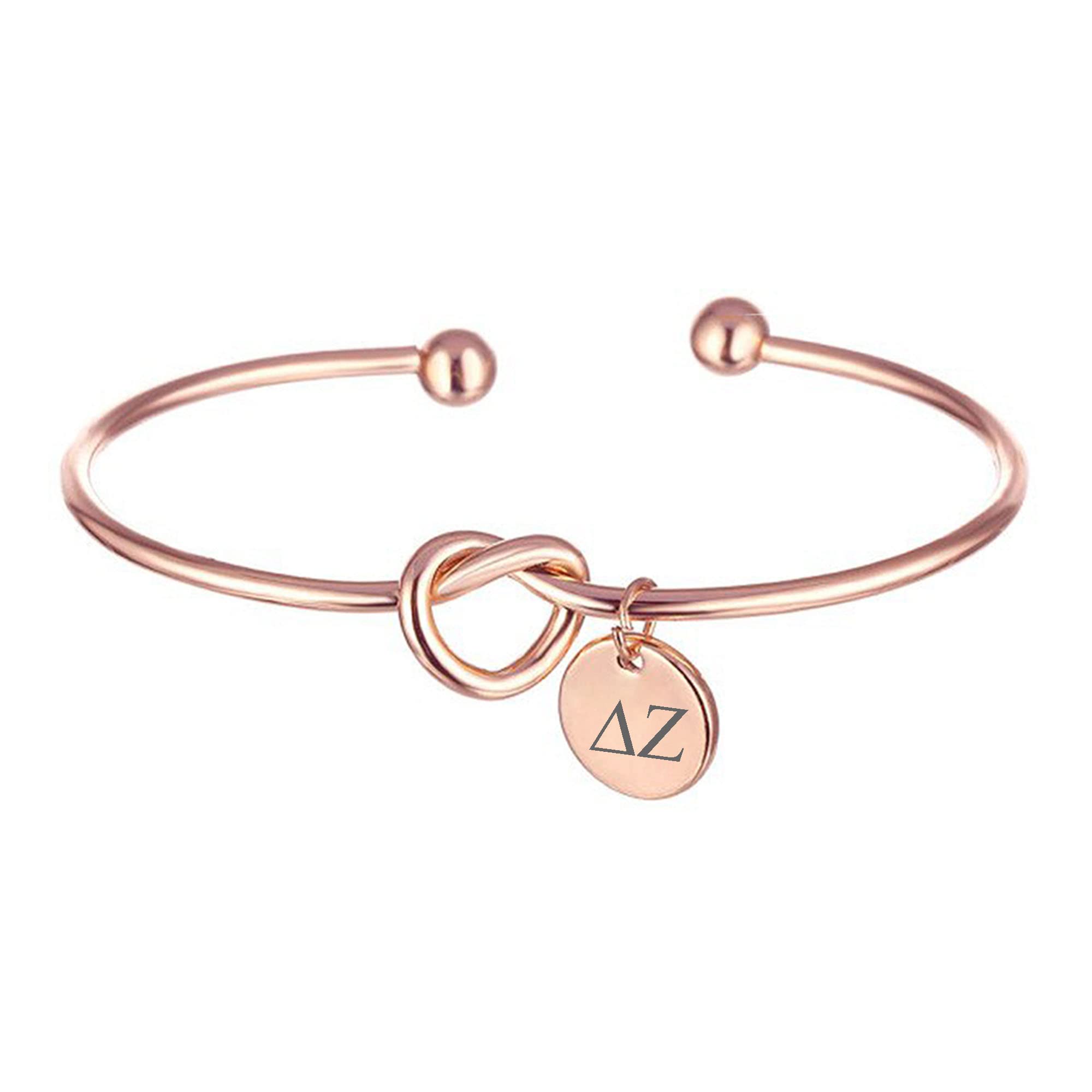 Delta Zeta Sorority Love Knot Bracelet - Rose Gold Cuff Bangle for Sorority Sisters | Perfect for Greek Life Events, Sisterhood Gifts & Everyday Wear