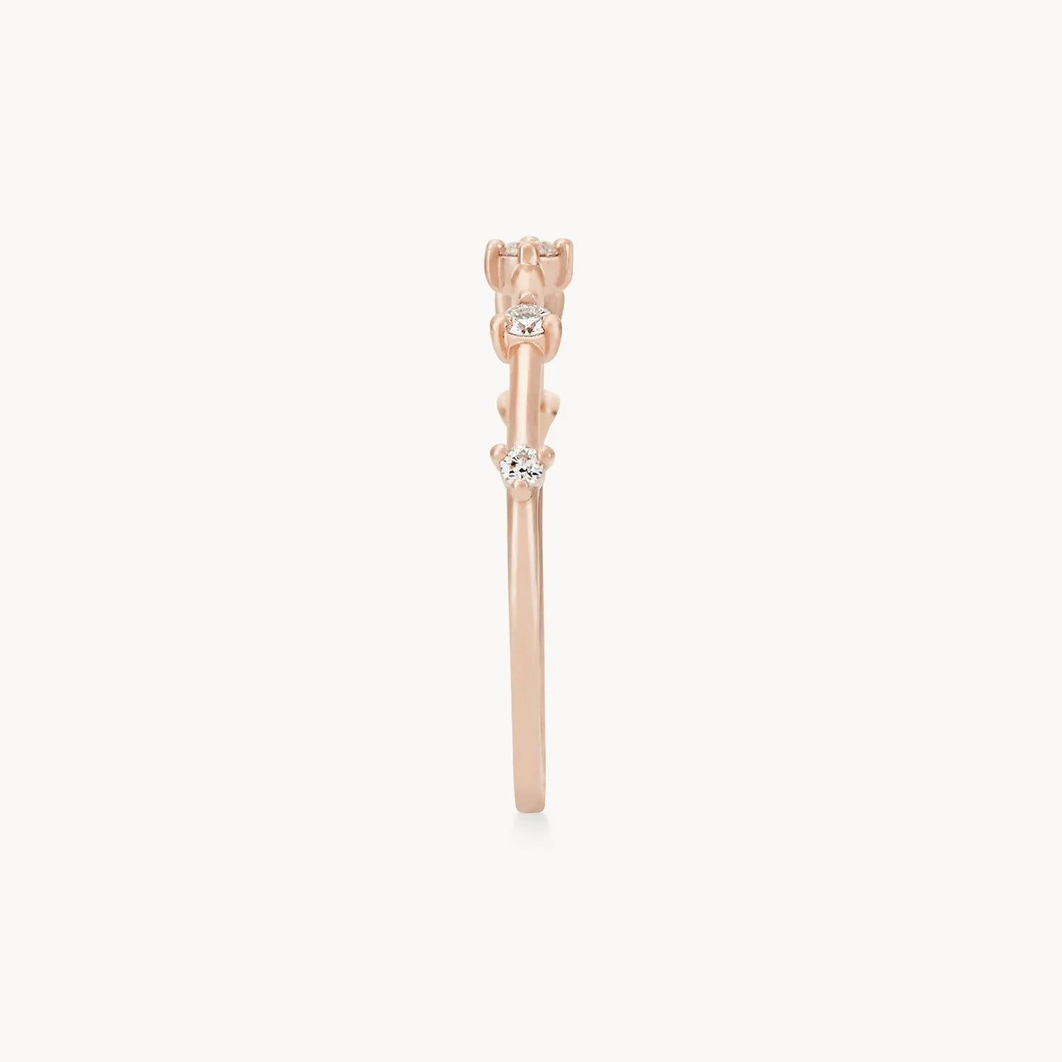 14K Rose Gold White Diamond Stars Align Ring - Elegant Celestial Jewelry for Engagement, Anniversary & Special Occasions