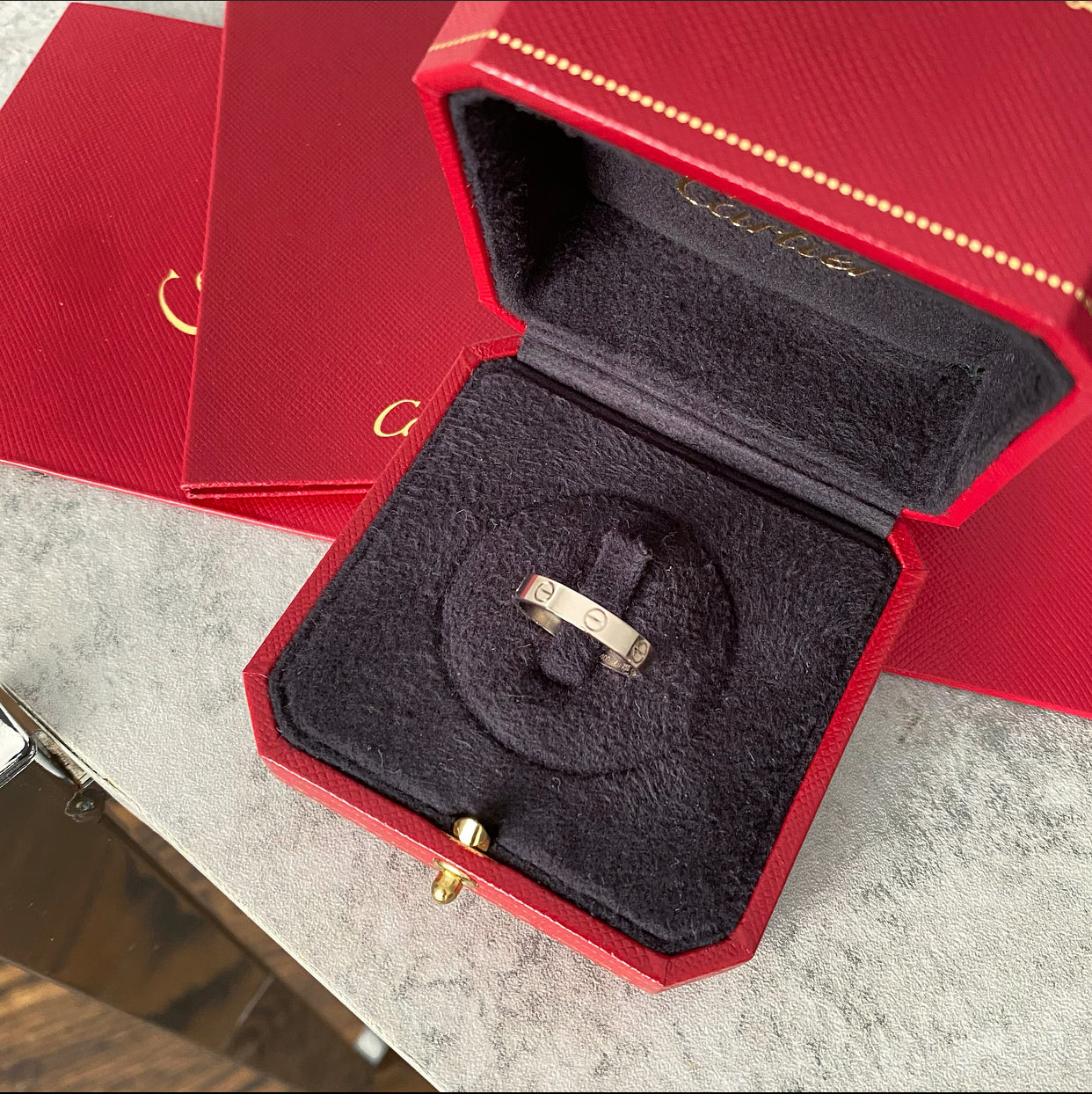 Cartier 18K White Gold Thin Love Wedding Band Ring - Size 7.25 (US 55) - Elegant Bridal Jewelry for Weddings, Anniversaries & Romantic Gifts
