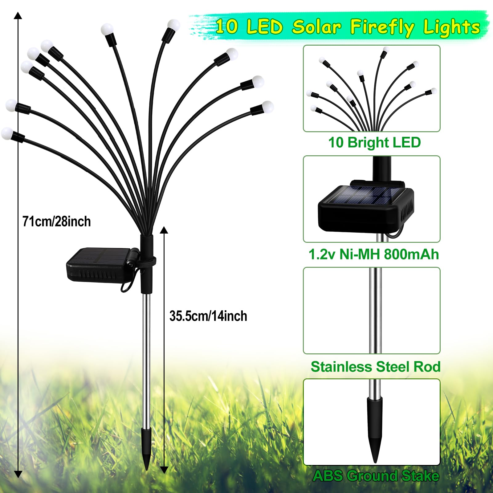 20 LED Solar Garden Lights Outdoor - 2 Pack Blue Firefly Lights, Waterproof & Wind Sway, for Yard, Patio, Backyard, Pathway, Flower Bed Decoration - Perfect for Landscape Lighting, Evening Ambiance, and Outdoor Party Decor