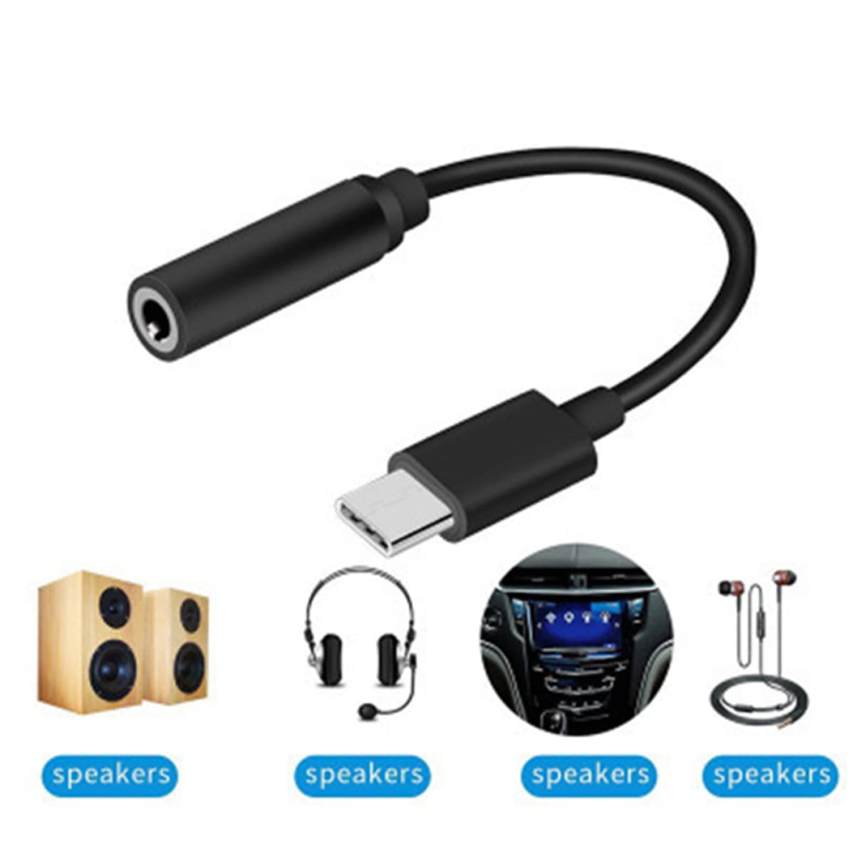 Mikikit 2-Pack Type-C to 3.5mm Headphone Adapter, USB-C Male to AUX Female Audio Cable, Black - Compatible with Smartphones, Tablets & Laptops for Music, Gaming & Calls