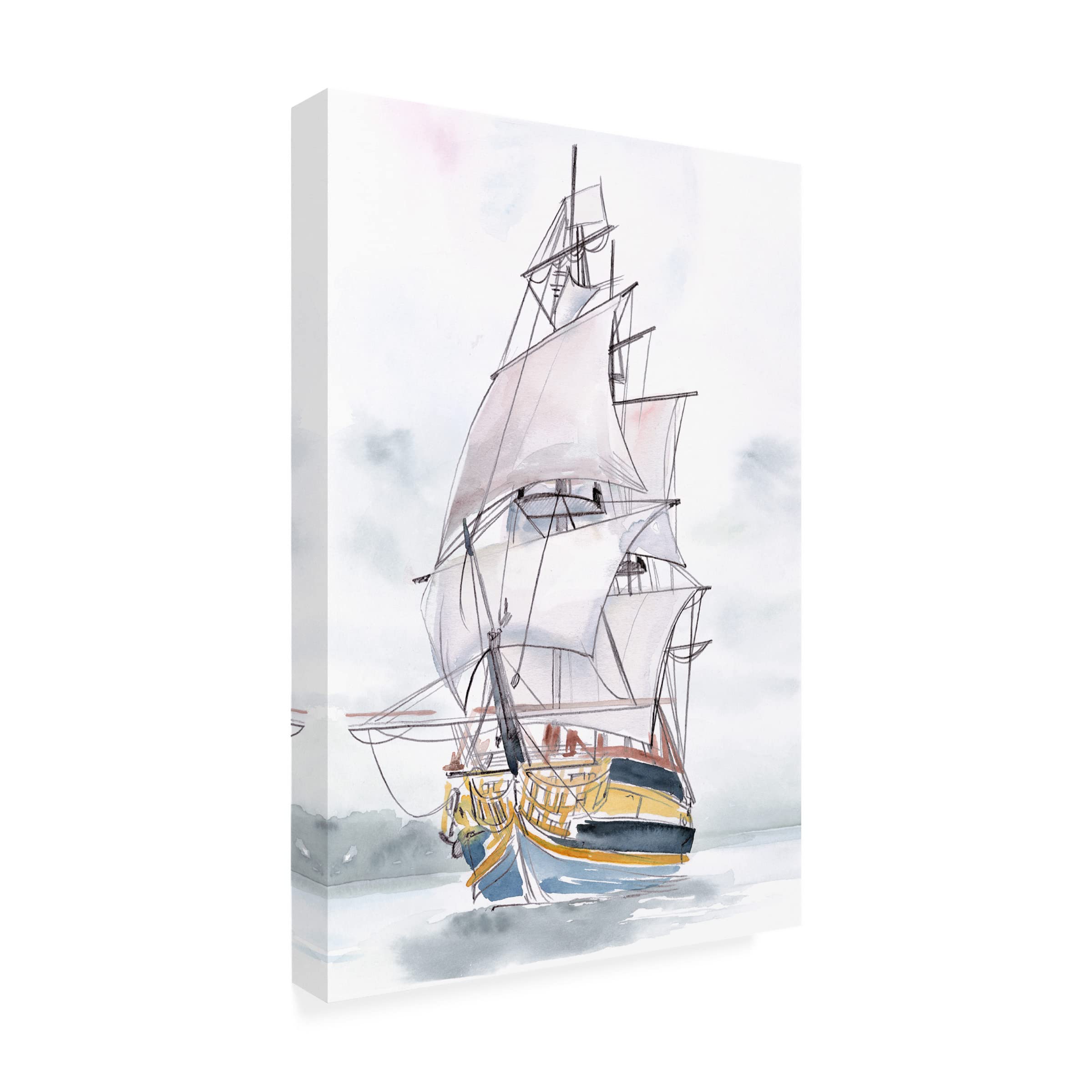 Jennifer Paxton Parker 'Tall Ship II' Canvas Wall Art - Nautical Decor for Living Room, Bedroom & Office - Premium Trademark Fine Art Print