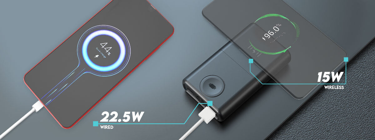 Maxxlee 10000mAh Portable Charger - Super Fast Qi Wireless & Wired Charging Power Bank for iPhone, Samsung, AirPods, Apple Watch | Perfect for Travel, Camping & Emergency Backup