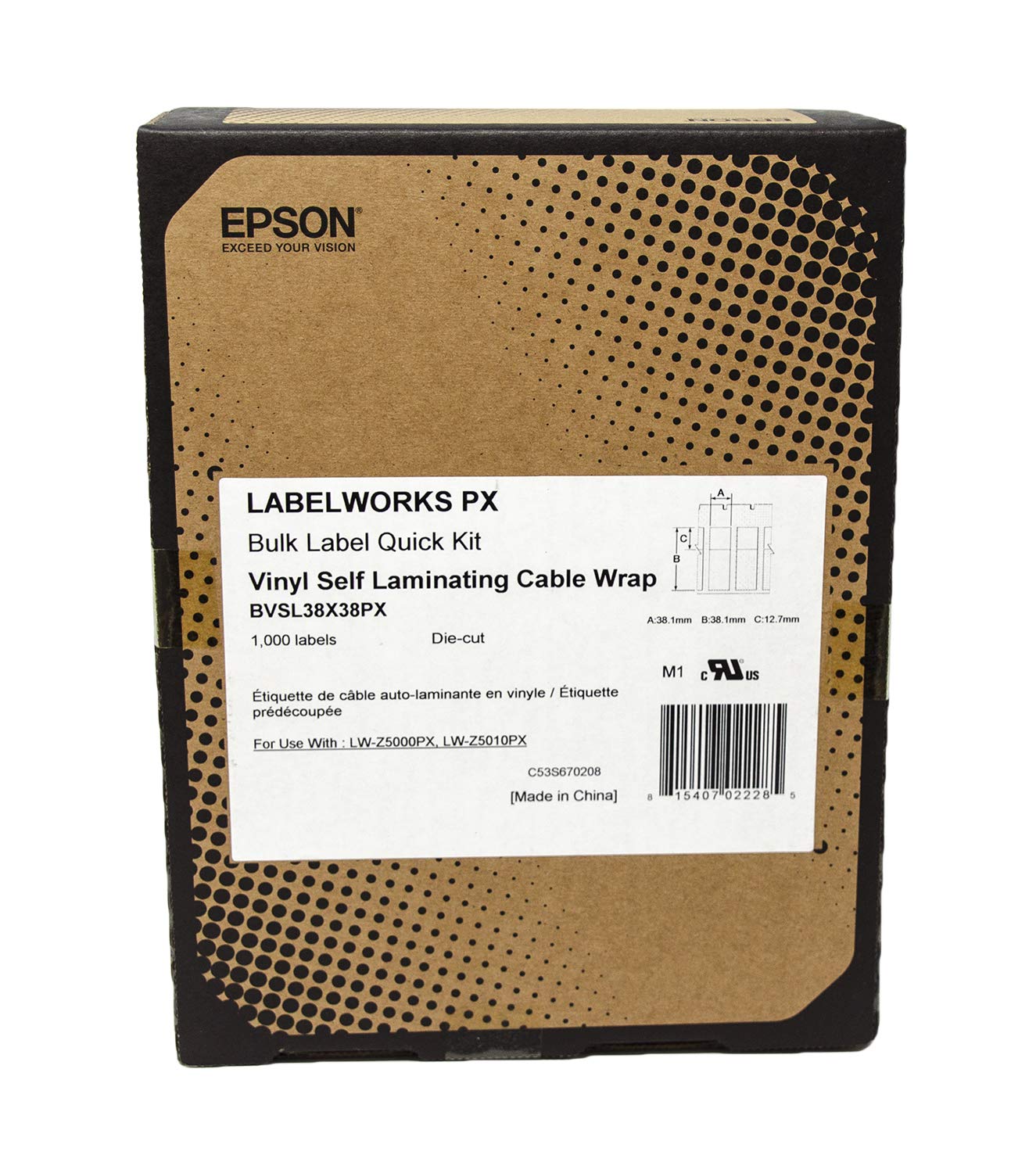 Epson LABELWORKS PX BVSL38X38PX - 1000 Self Laminating Vinyl Labels (1.5