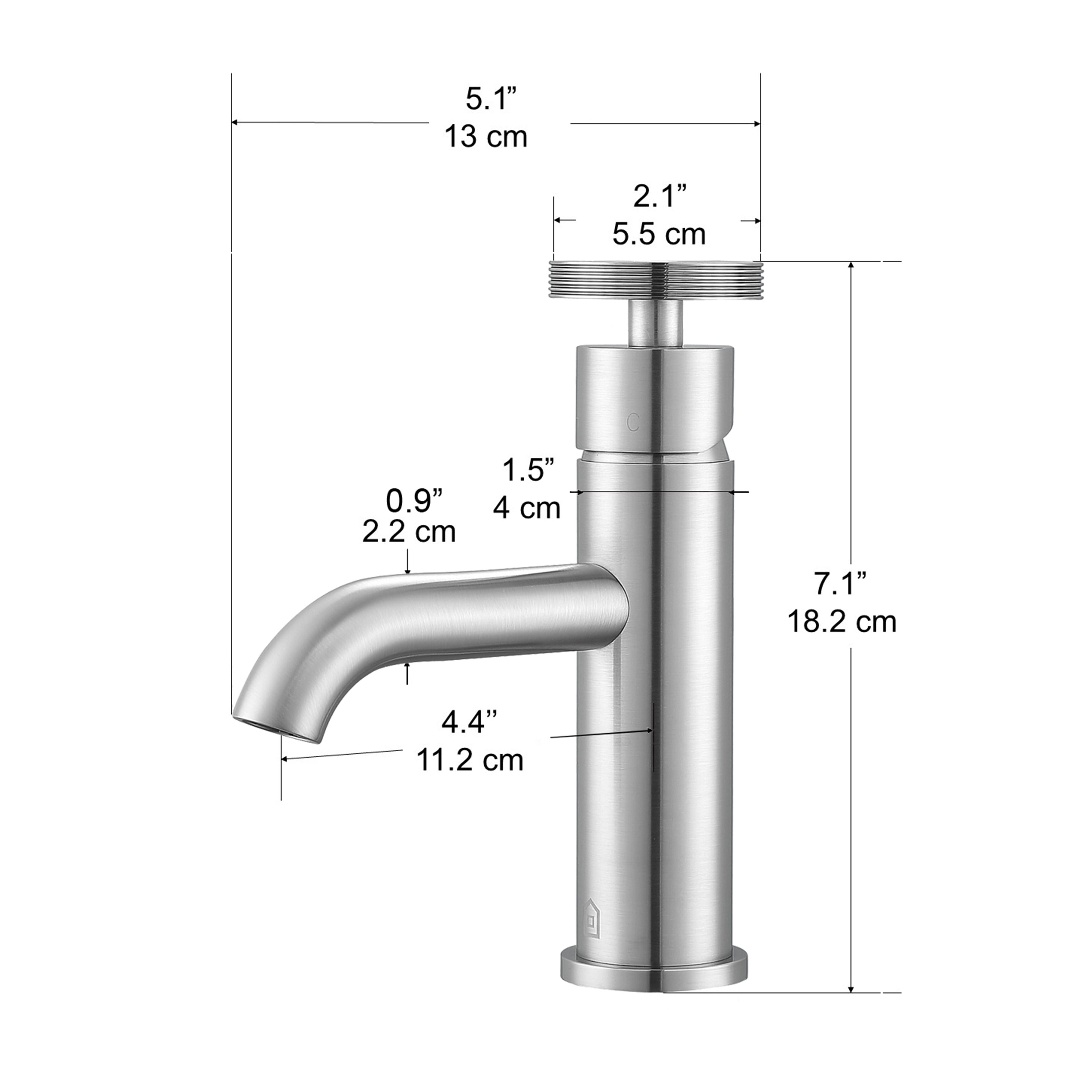 Ancona Nova Series Single Lever Brushed Nickel Bathroom Faucet - Modern Water-Saving Design for Sink, Vanity & Powder Room Installation