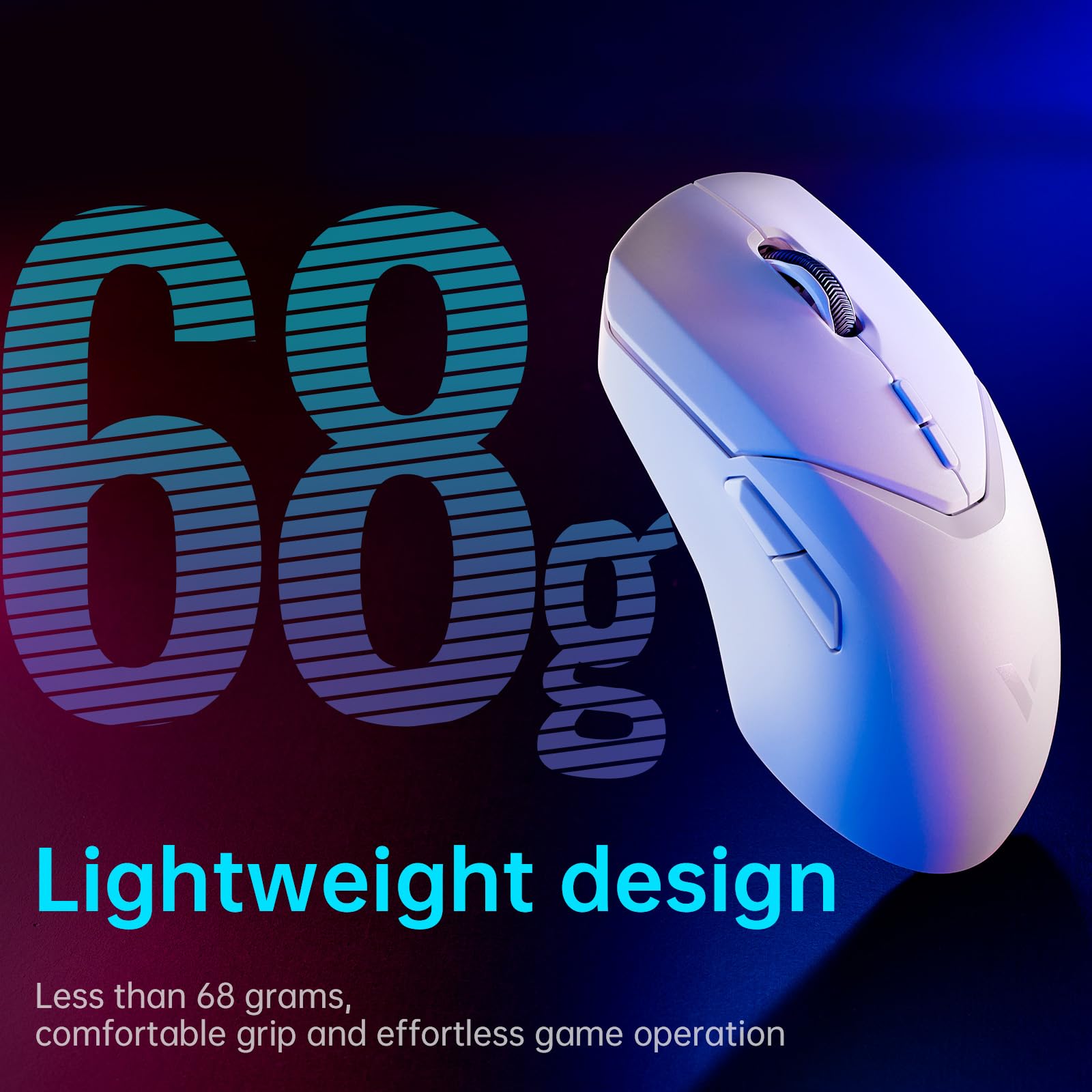 RAPOO VT9Pro Wireless Gaming Mouse - 26000 DPI PAW 3398 Sensor, 1ms Response Time, 10 Programmable Buttons, Lightweight Esports Mouse with Long Battery Life (White) - Perfect for FPS, MOBA Games and Professional Gaming