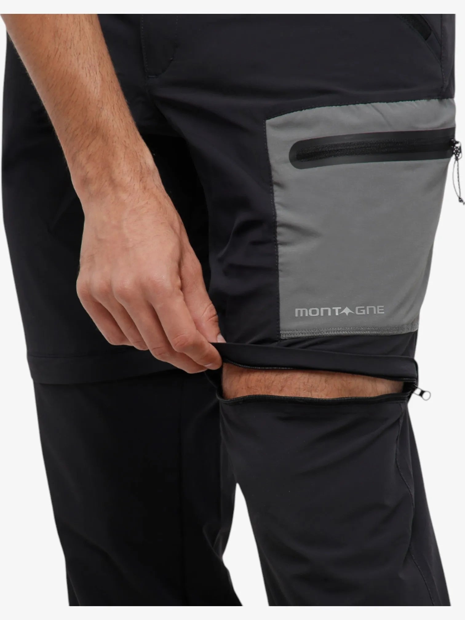 Men's Convertible Hiking Pants - Rex Trekking Detachable Outdoor Pants for Camping & Travel - Lightweight Quick-Dry Water-Resistant Black Hiking Trousers