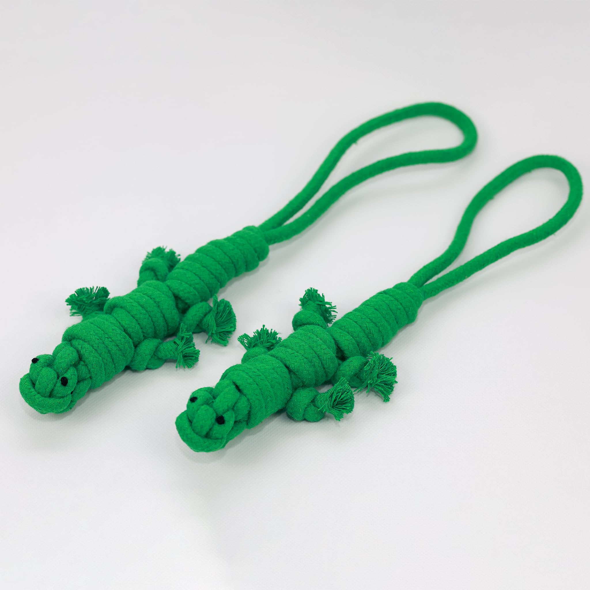 Eco-Friendly Handmade Green Lizard Rope Dog Toy - Durable Tug of War Chew Toy for Small Dogs & Puppies | Sustainable Pet Gift for Playtime, Training & Bonding Activities