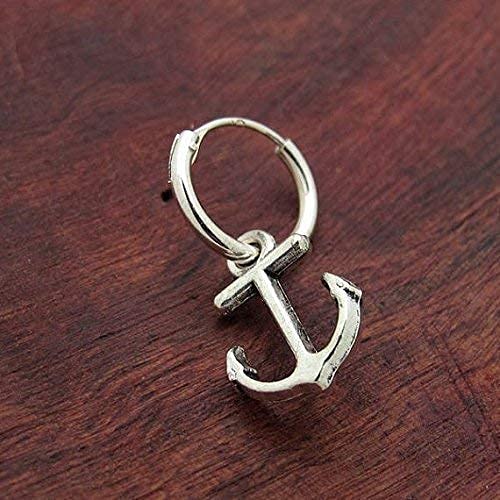 Sterling Silver Anchor Hoop Earrings for Men - Nautical Jewelry, Dangle Drop Earrings - Perfect for Gifts, Casual Wear & Beach Outfits