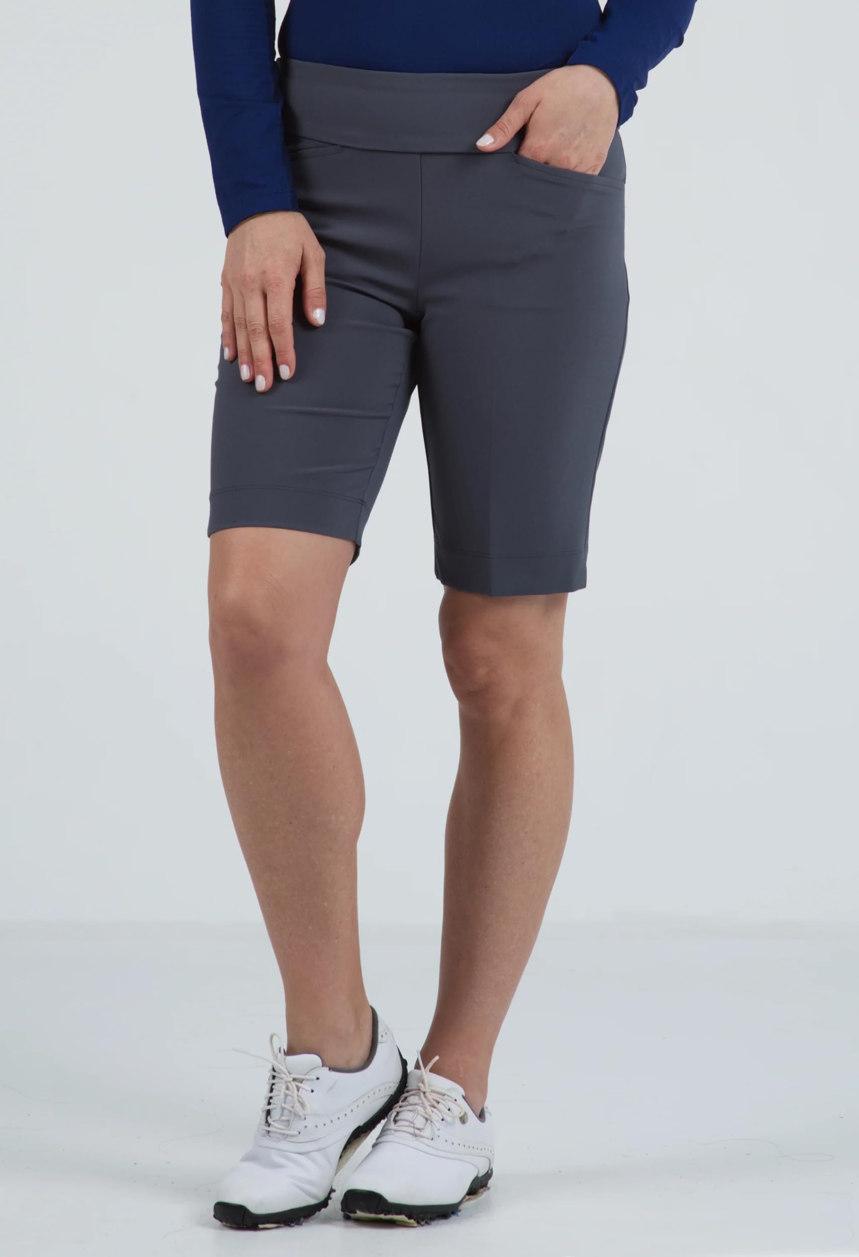 IBKUL UPF50 Sun Protective & Stain-Resistant Women's Athletic Shorts with Front & Back Pockets - Lightweight Comfort for Running, Yoga & Outdoor Activities