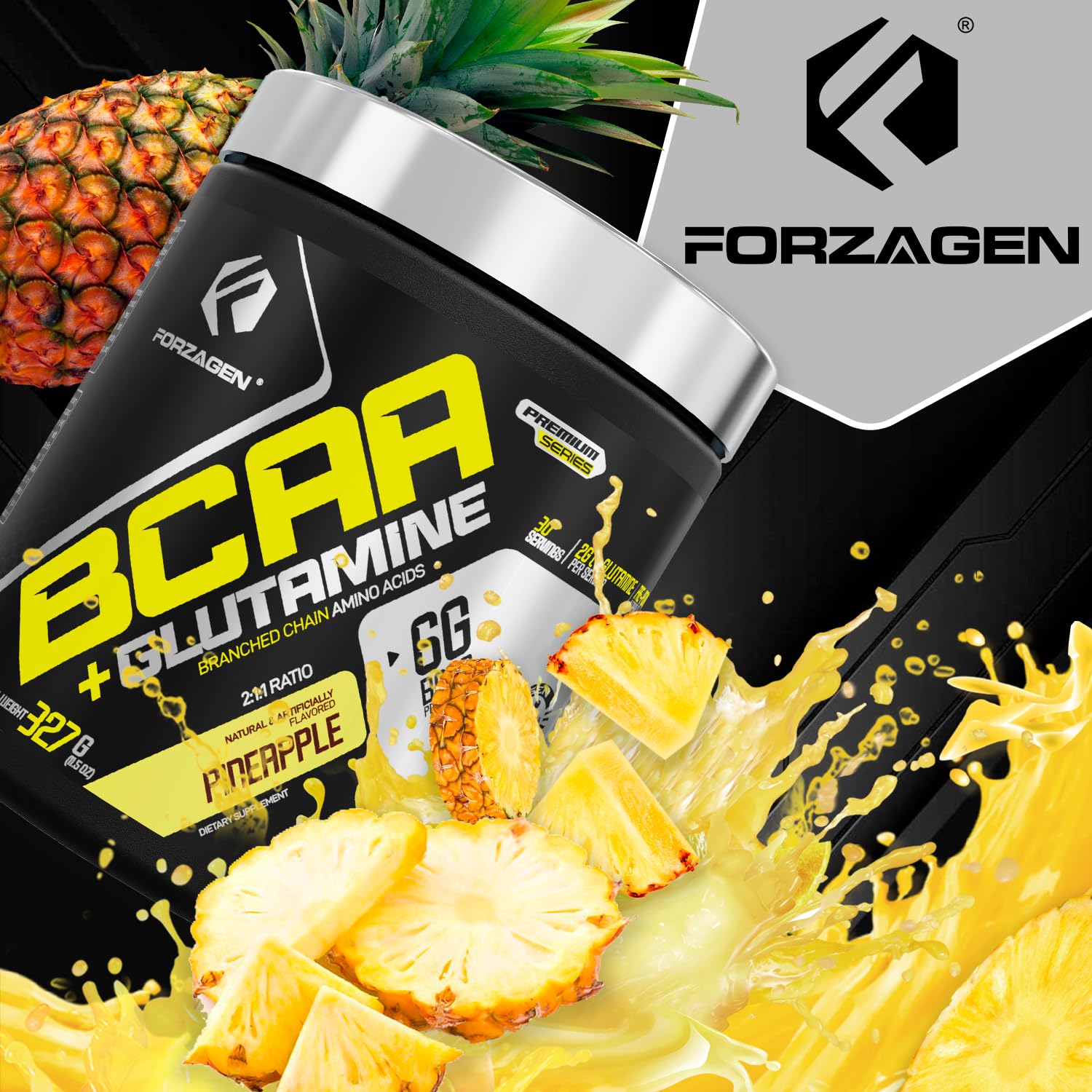 Forzagen BCAA Amino Acids Powder with Glutamine - Branched Chain Amino Acid Supplement for Pre & Post Workout - Muscle Recovery & Lean Energy Powder (30 Servings) | Ideal for Gym, Fitness & Athletic Performance