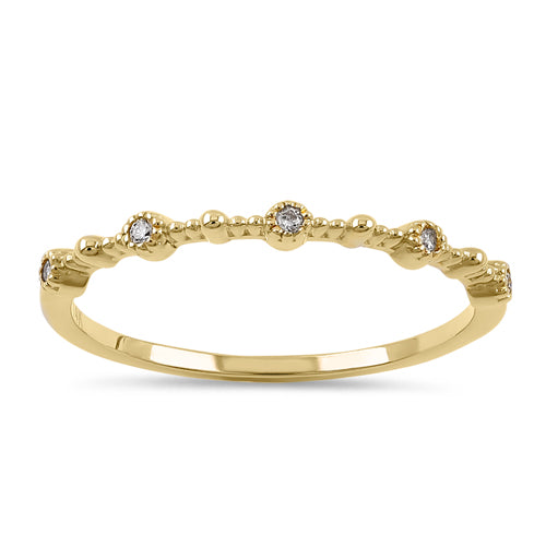 14K Yellow Gold Thin Half Eternity Stackable Diamond Ring for Women - Dainty Wedding Band, Anniversary Gift, Everyday Jewelry for Stacking & Layering