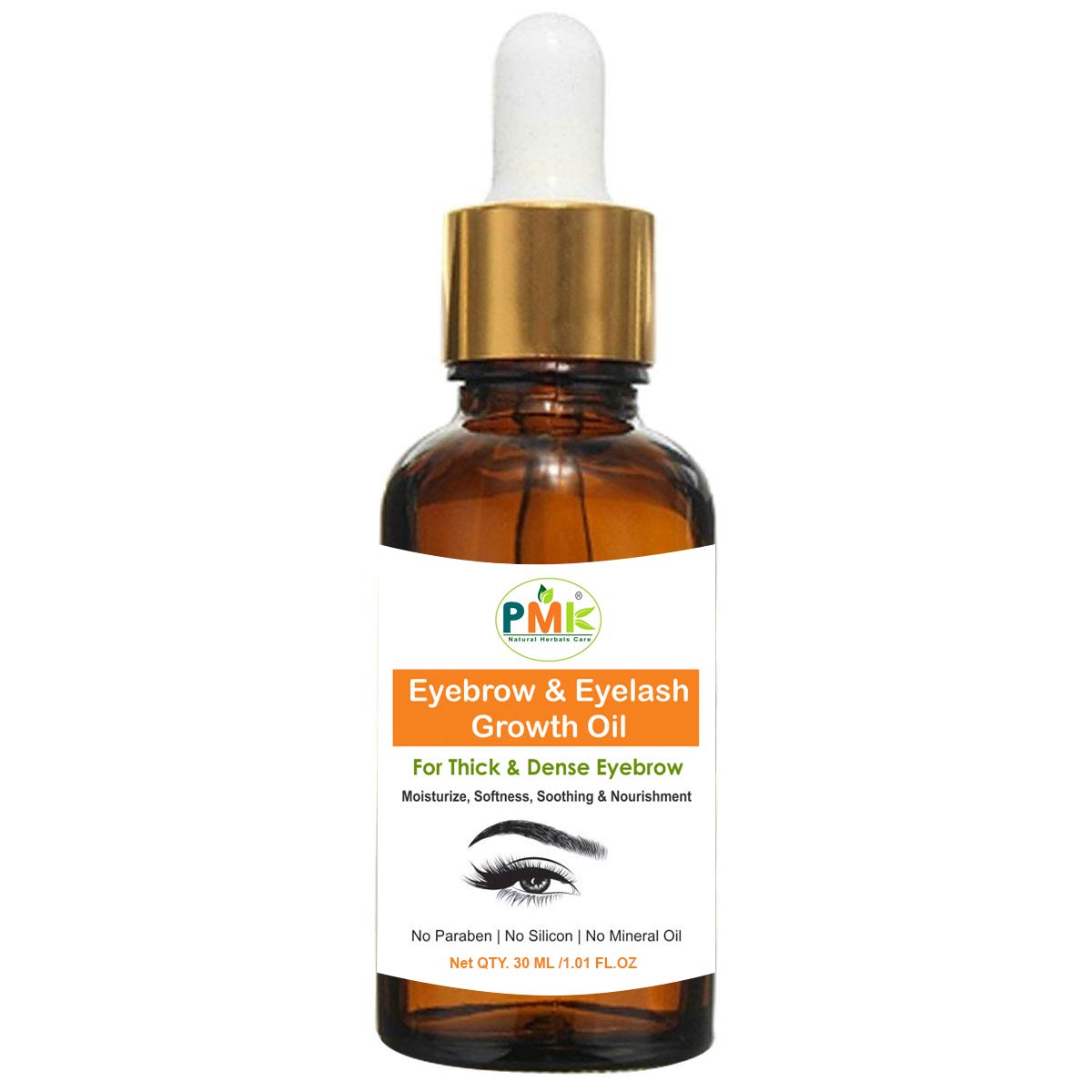 PMK Eyebrow & Eyelash Growth Serum - 100% Pure Natural Castor Oil Treatment for Thicker Lashes & Brows - 30ml Bottle for Daily Nourishment & Beauty Routine