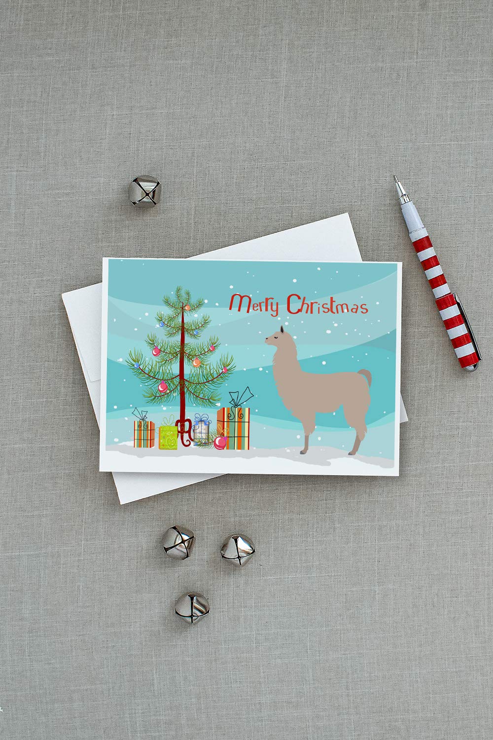 Premium Llama Christmas Greeting Cards - Pack of 8 Teal Blank A7 Note Cards with Envelopes (5x7 inches) | Whimsical Holiday Stationery for Christmas Wishes, Party Invitations & Festive Correspondence