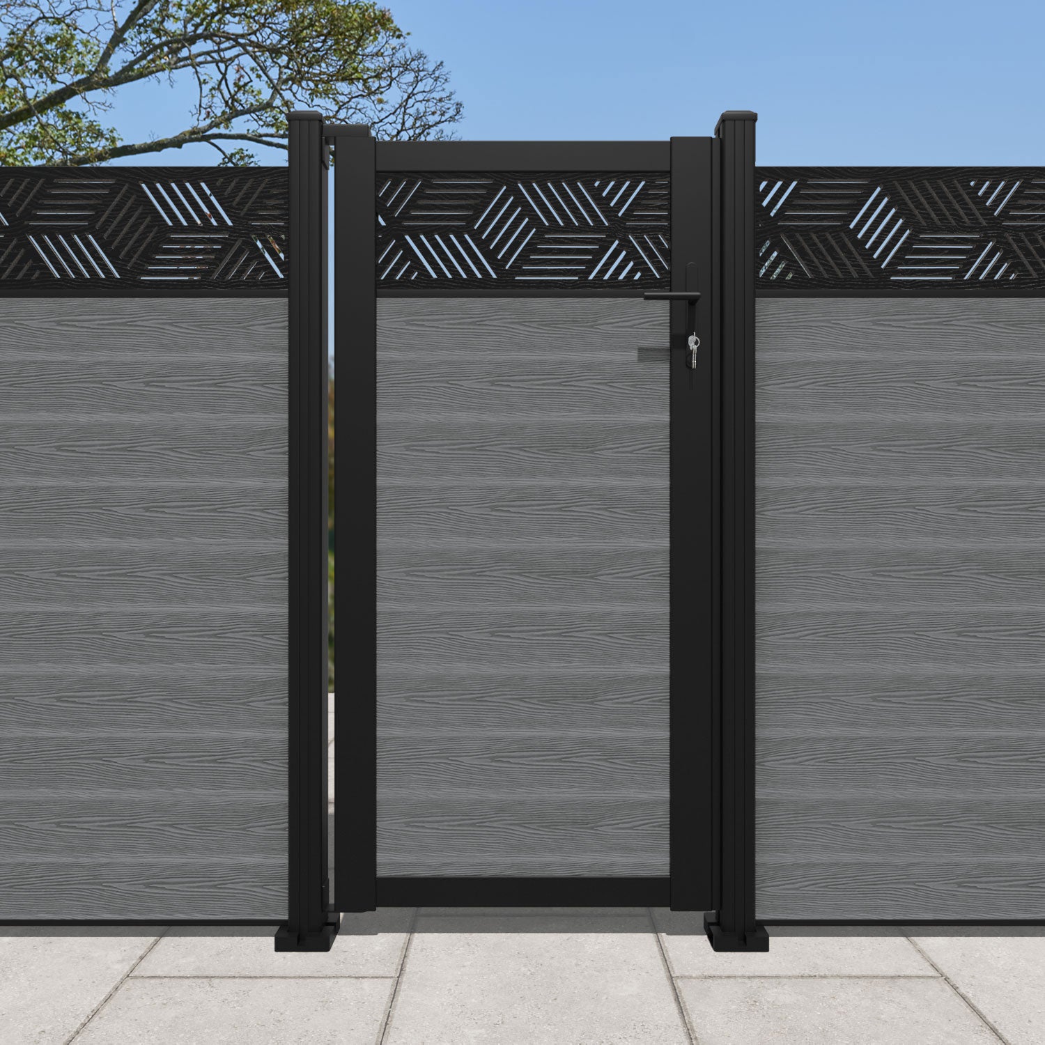 Classic Cubed Pedestrian Gate - Mid Grey | Durable Steel Walkway Gate for Home & Garden Security | Perfect for Driveways, Fences, and Entryways