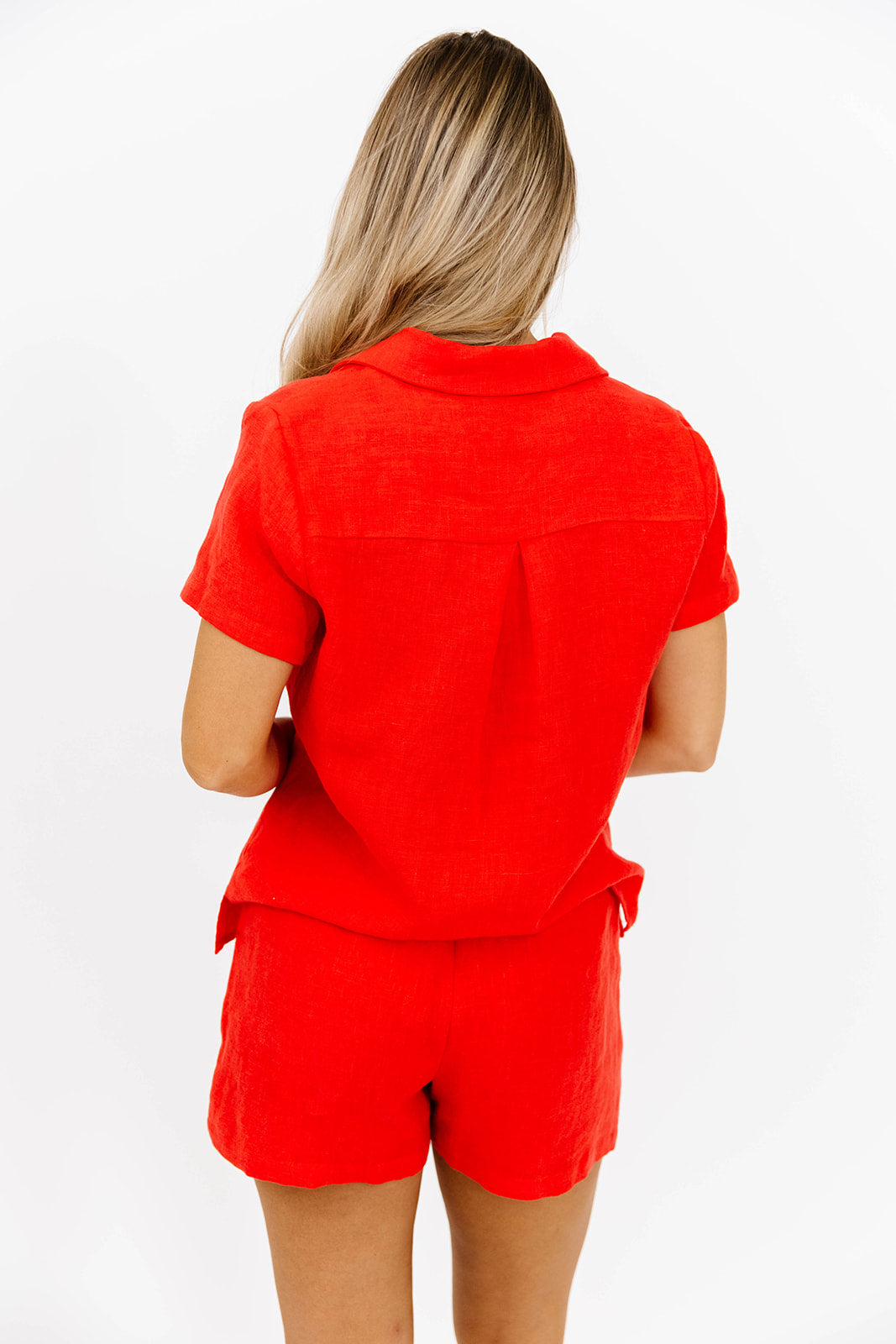 Nene Linen Two Piece Set - Women's Summer Outfit in Poppy Red | Casual Loungewear & Beach Cover Up | Perfect for Travel, Vacation, and Relaxation