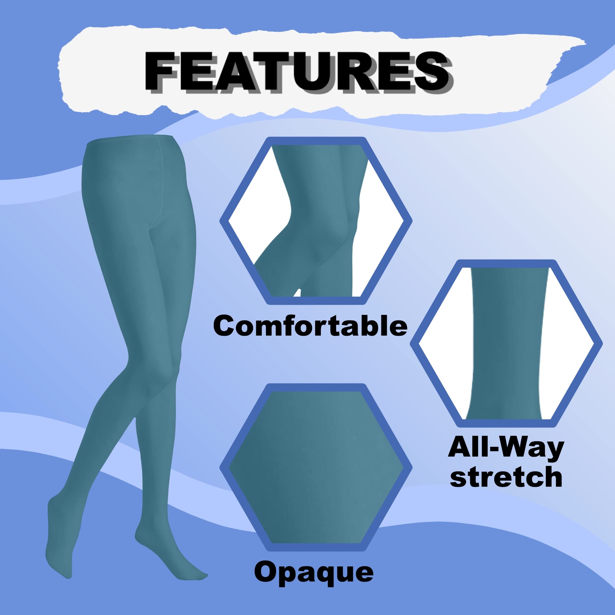 Butterfly EMEM Women's Plus Size Queen Opaque Footed Tights - Comfortable & Stretchy Pantyhose for Work, Casual Wear & Everyday Use