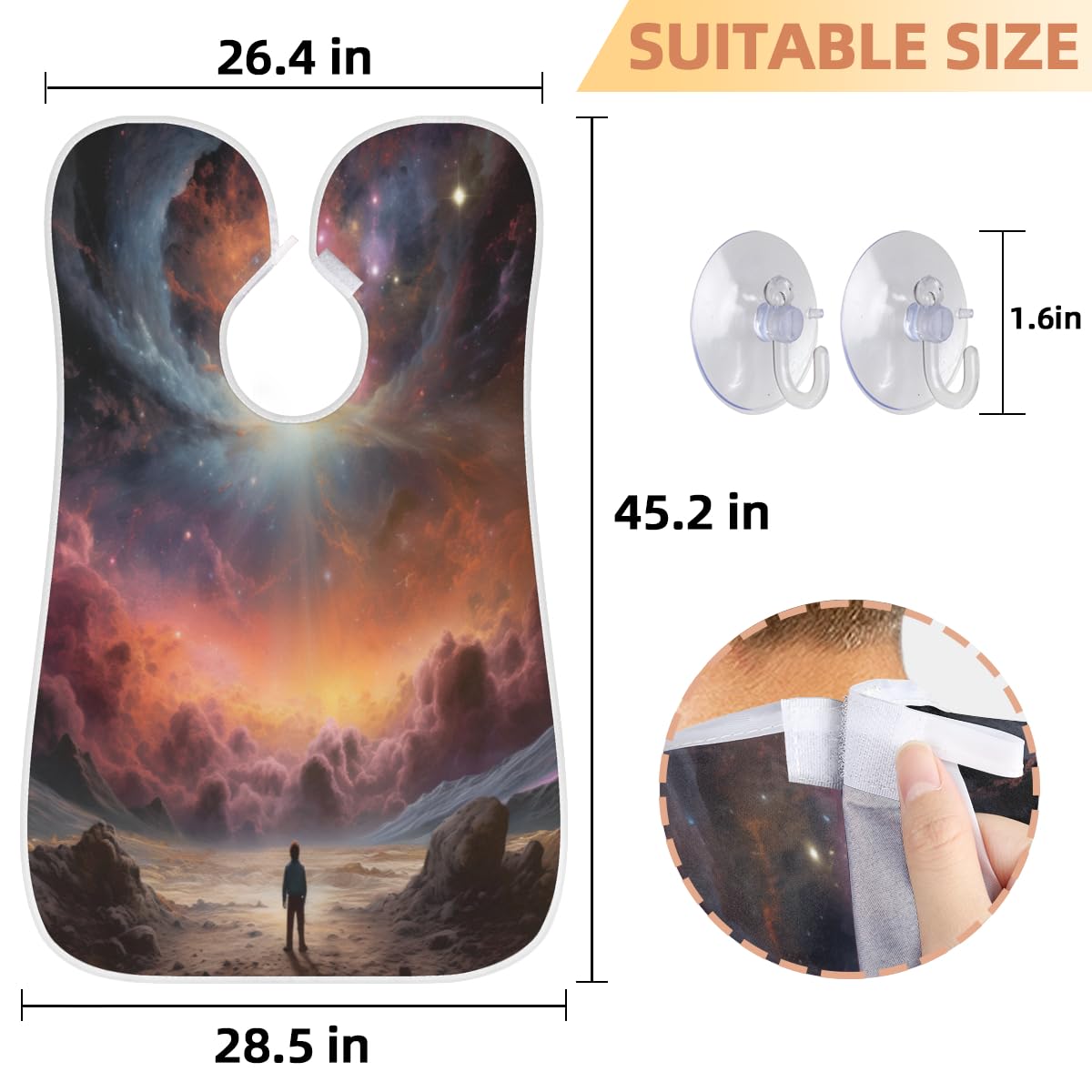 Cosmic Colorful Cloud Beard Shaving Bib for Men - Waterproof Hair Dye Apron & Barber Cape for Beard Trimming, Haircut & Makeup - Perfect for Home Grooming, Salon Use & Gift Giving