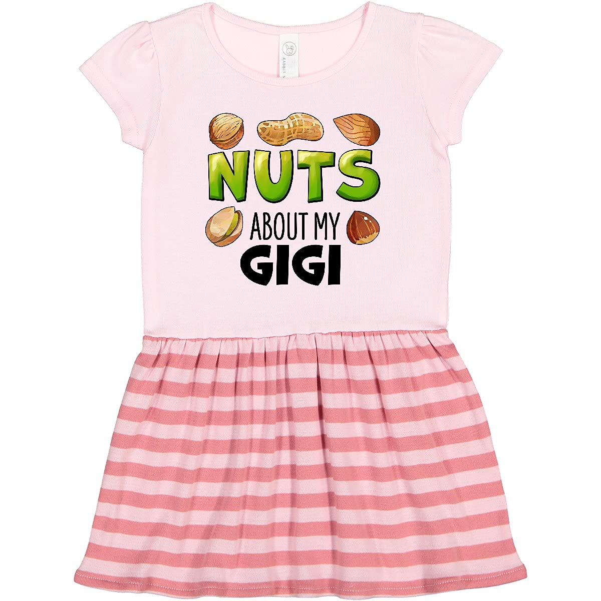 Inktastic 'Nuts About My Gigi' Peanut Almond Pistachio Print Toddler Dress - Cute Casual Outfit for Girls, Playdates & Family Photos