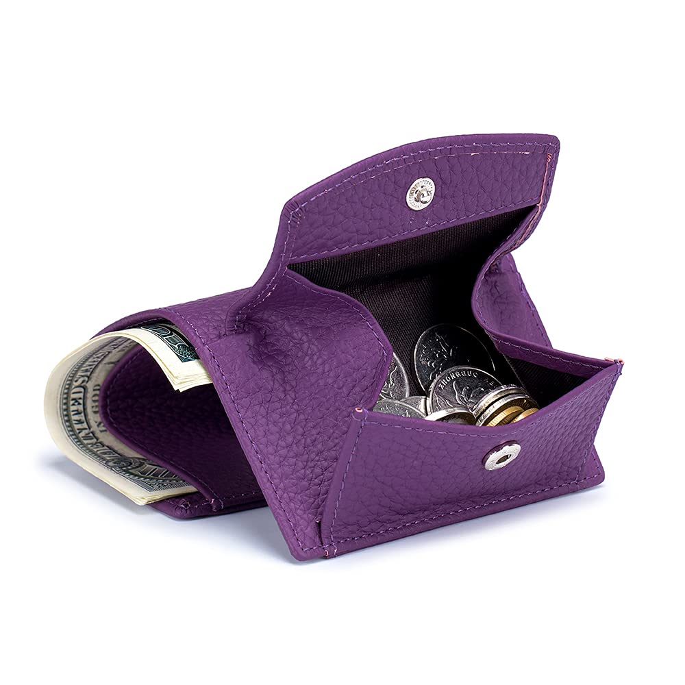 RFID Blocking Leather Wallet for Women - Compact Thin Front Pocket Card Holder with RFID Protection - Perfect for Travel, Work, and Everyday Use (Purple)