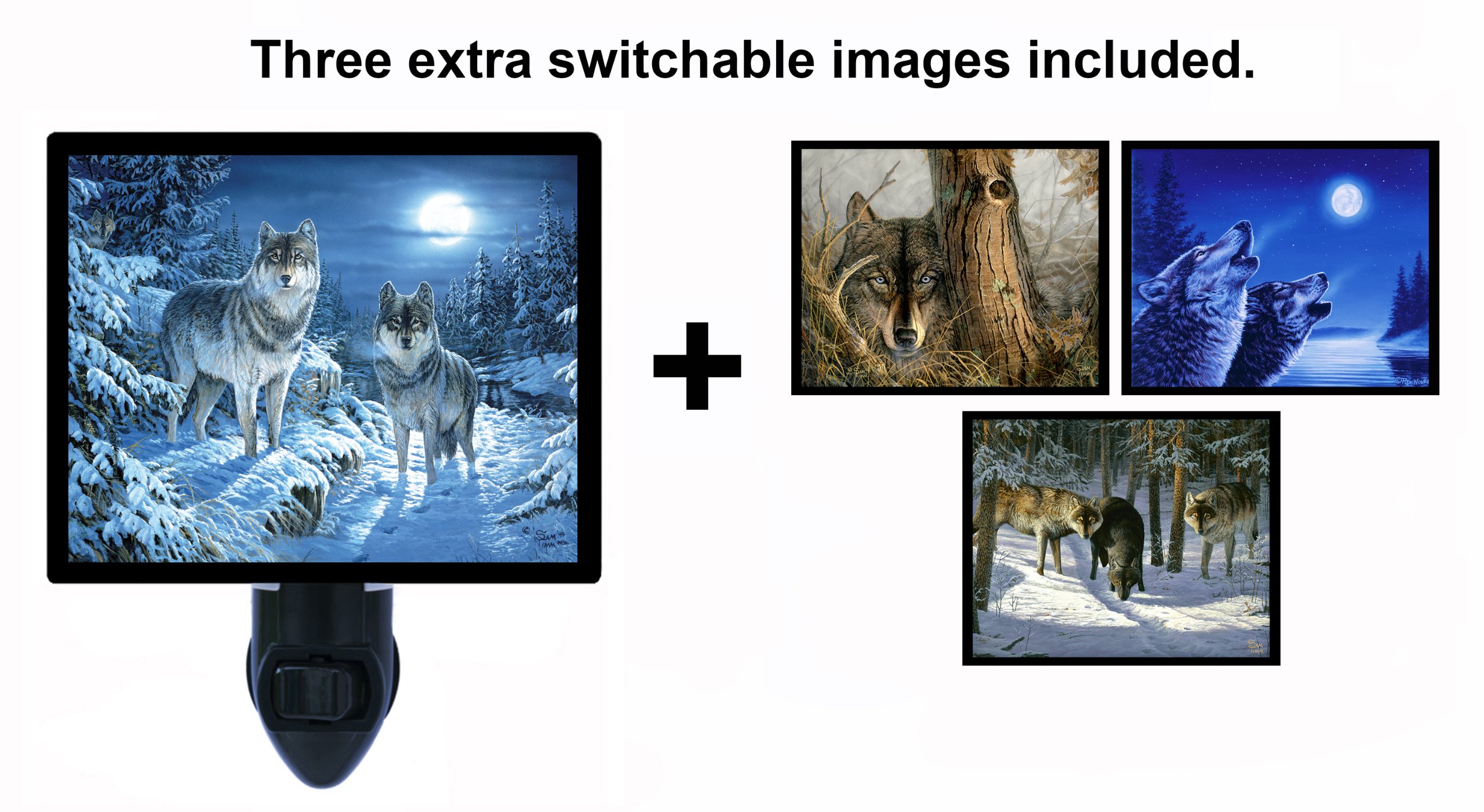 Switchable LED Night Light with Wolves & Animals Design - Perfect for Kids' Bedrooms, Nurseries, and Nighttime Comfort