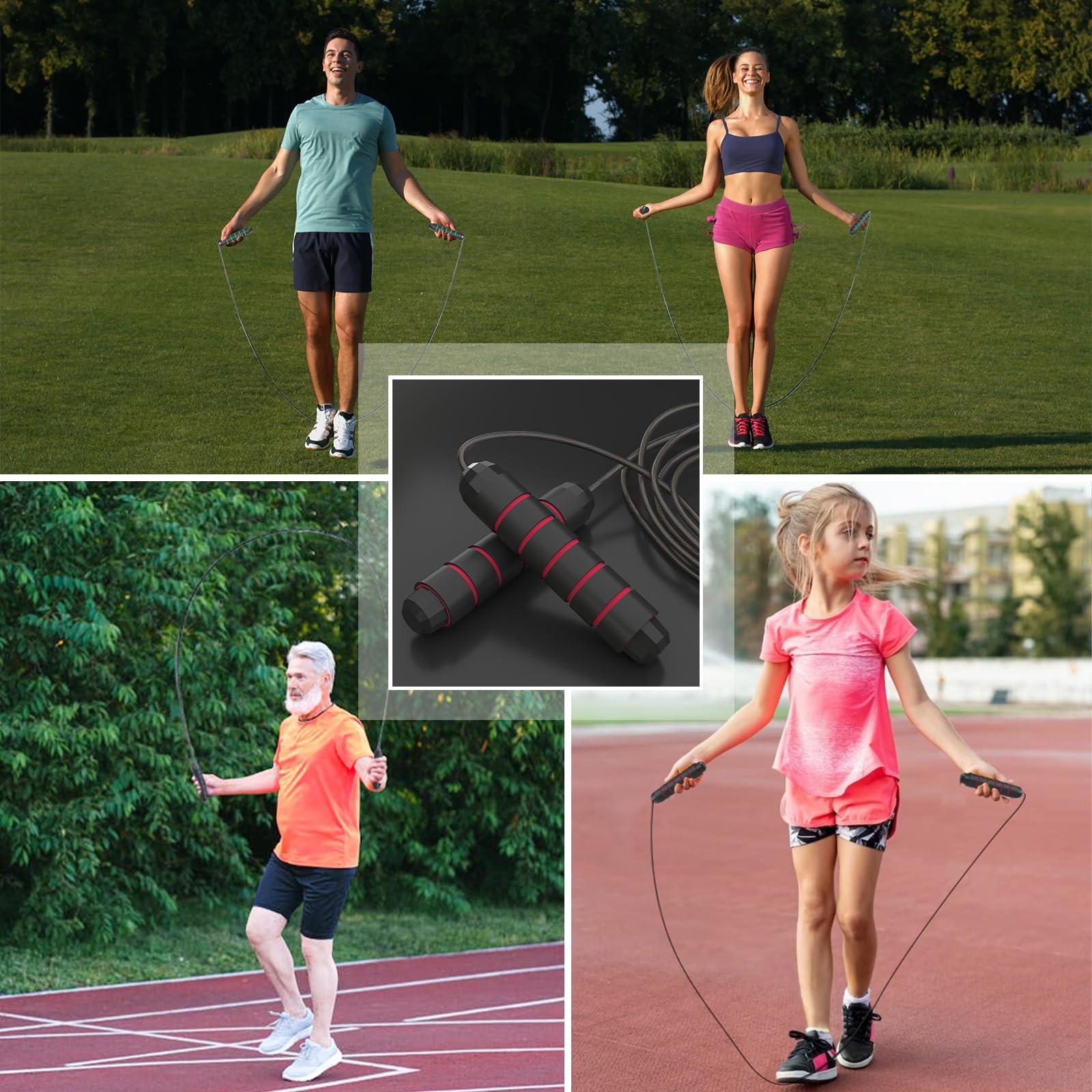 3 Pack Adjustable Tangle-Free Speed Jump Rope for Men, Women & Kids - Steel Skipping Rope with Foam Handles & Ball Bearings - Perfect for Home, School & Gym Workouts, Exercise & Weight Loss