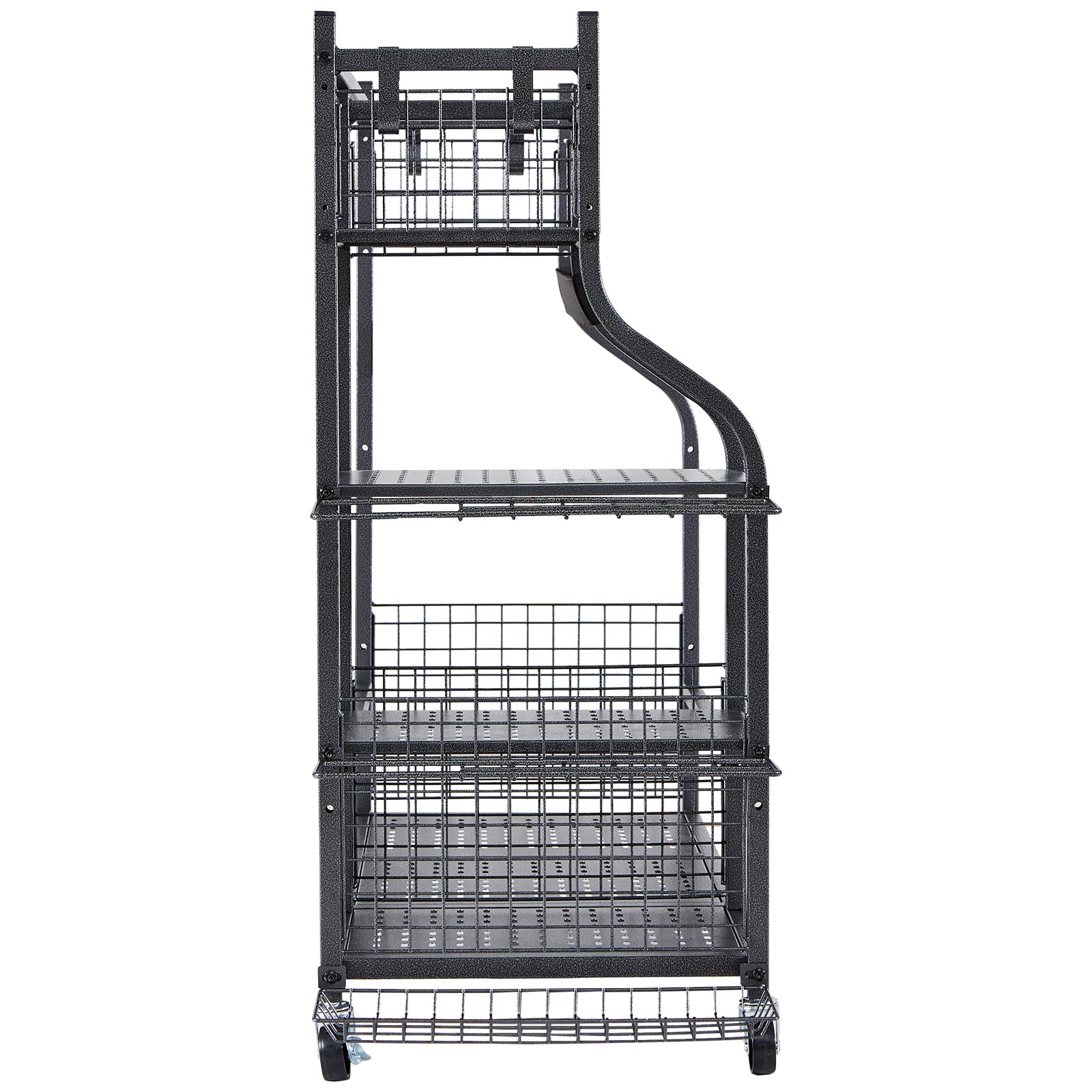 VEVOR Golf Storage Garage Organizer - 2 Golf Bag Stand Holder & Sports Equipment Rack with Wheels | Rolling Ball Cart for Outdoor Sports Gear, Toys & Accessories | Heavy-Duty Steel Construction in Black | Perfect for Garage, Basement & Backyard Organization