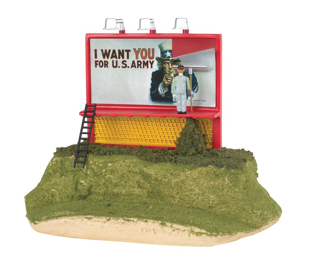 Vintage Uncle Sam Wants You O Scale Operating Billboard - Classic American Patriotic Model Train Accessory - Perfect for Railroad Layouts & Historical Displays