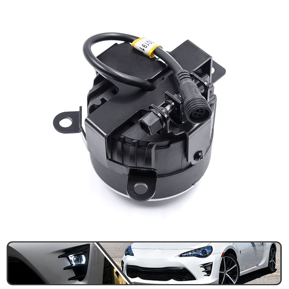 2017-2020 Toyota GT86 White LED Fog Lights & DRL Daytime Running Lights - OEM Style Fog Lamp Bezel Cover - Upgrade for Better Visibility in Rain, Fog & Night Driving