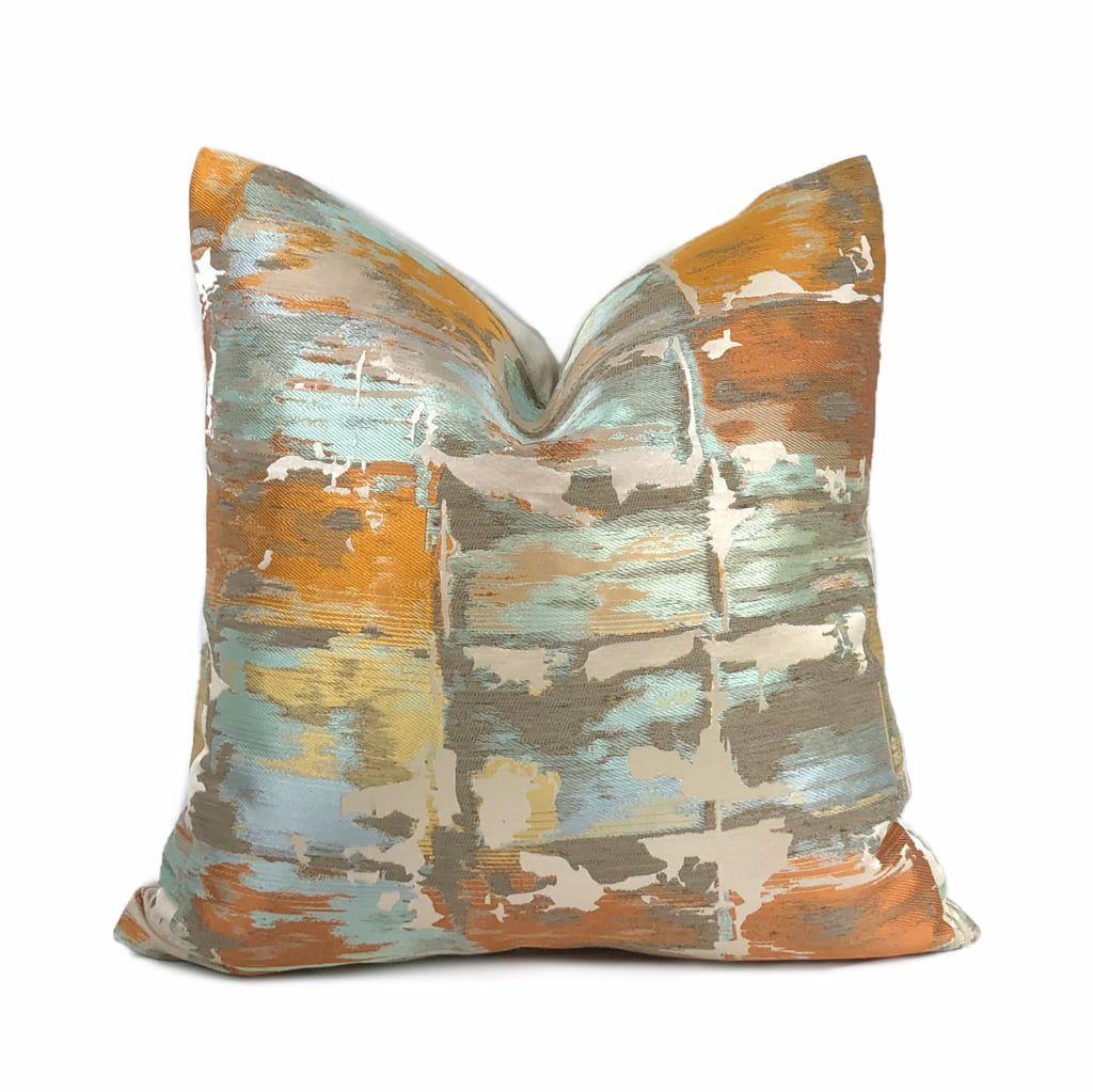 Robert Allen Beacon Hill Annina Mandarin Modern Abstract Silk Linen Pillow Cover - Decorative Throw Pillow Case for Sofa, Bed, Couch & Home Decor