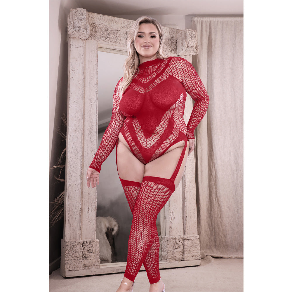 Fantasy Lingerie Infatuation Footless Teddy Bodystocking for Curvy Women - Perfect for Valentine's Day, Boudoir Photography & Romantic Nights